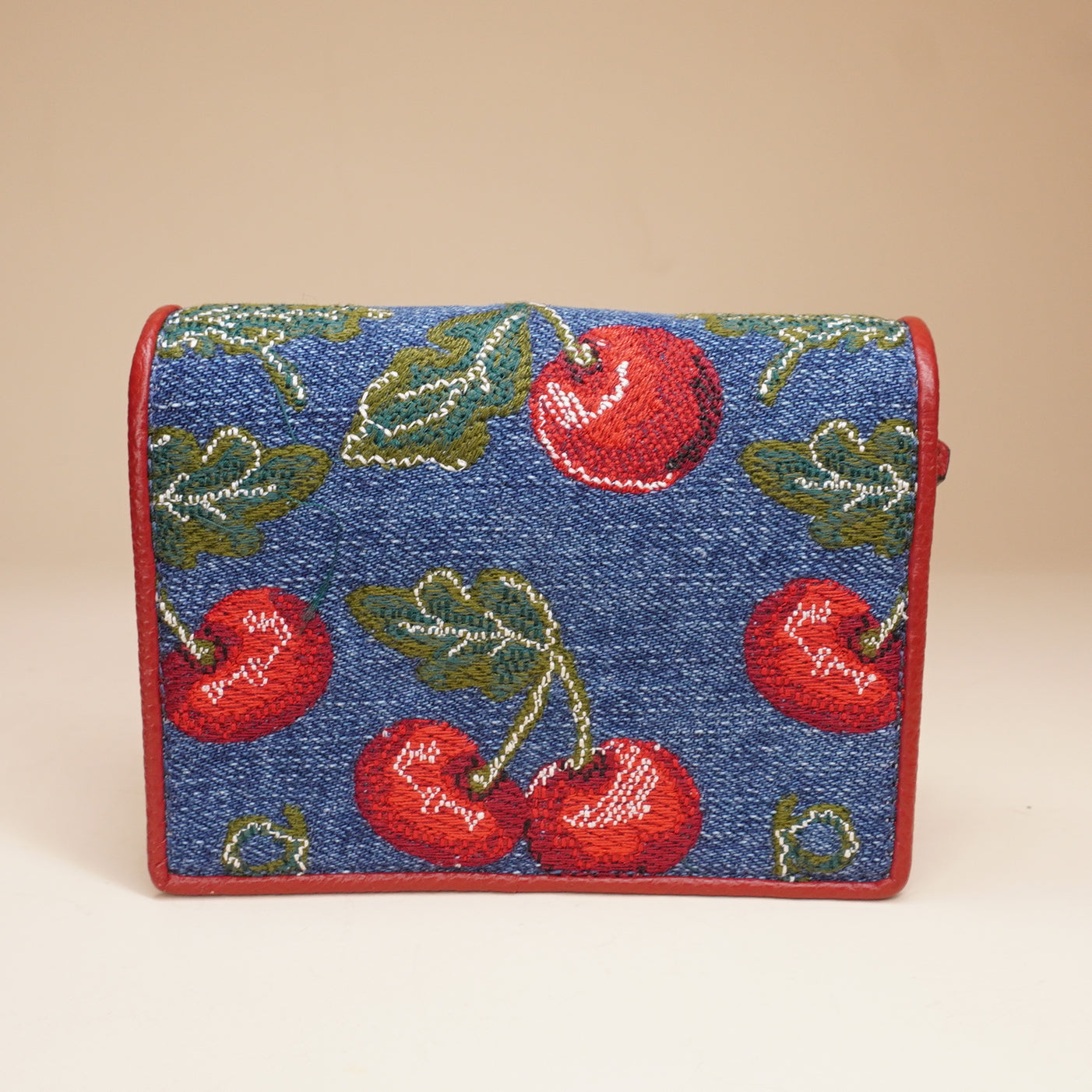 PRE-OWNED VLogo Signature Denim Cherryfic Wallet