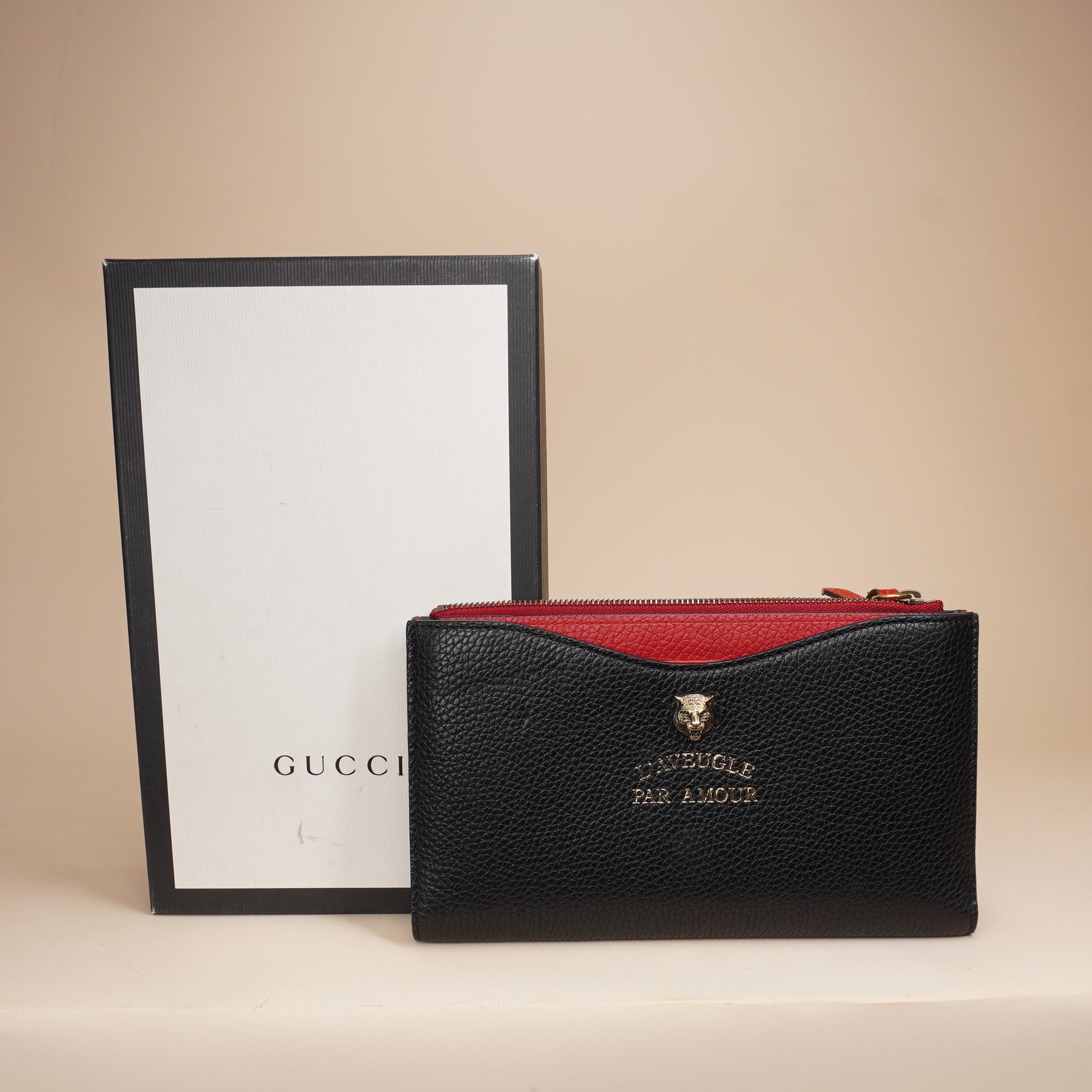 PRE-OWNED GG L'Aveugle Par Amour Tiger Wallet