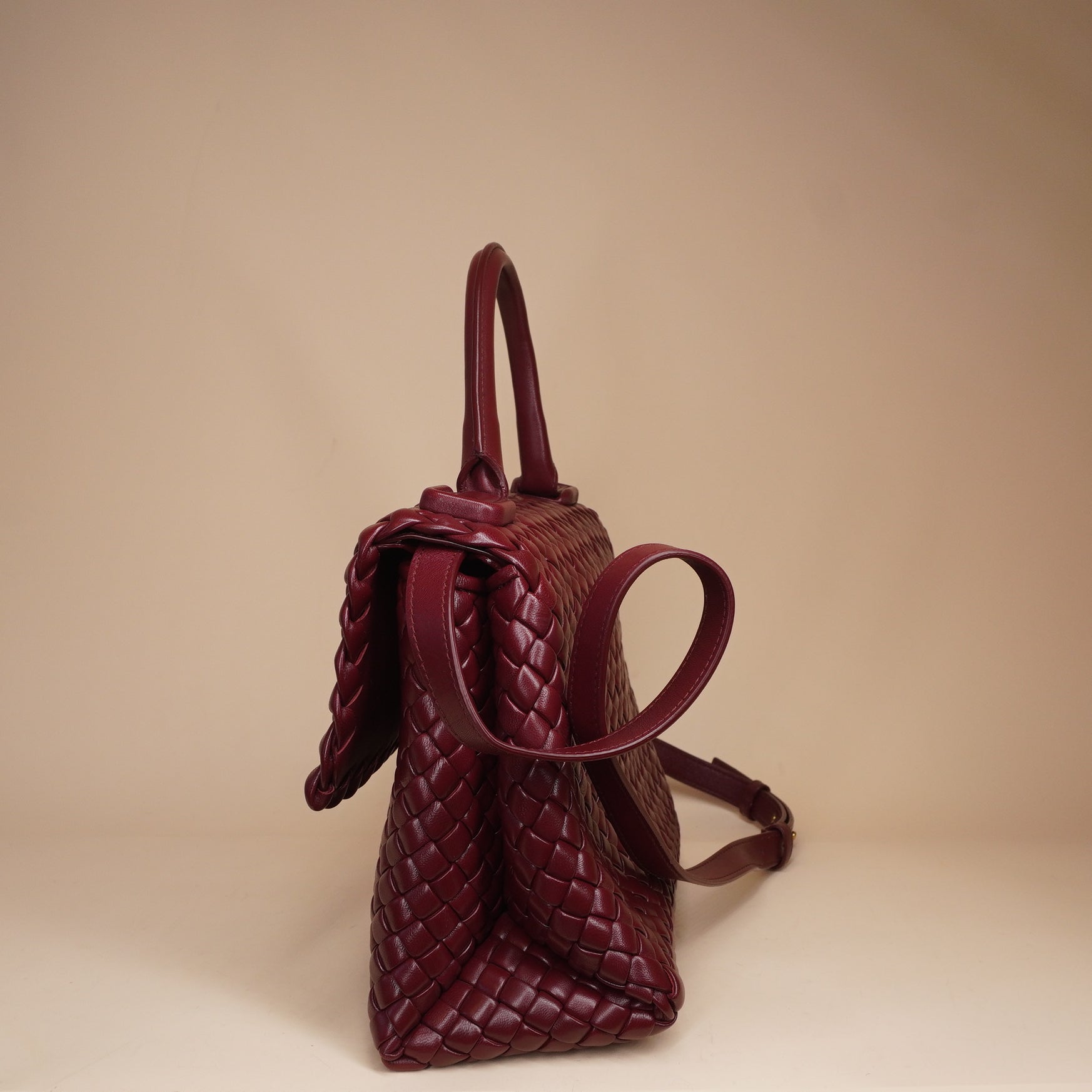 PRE-OWNED Burgundy Leather Patty Bag with Top Handle