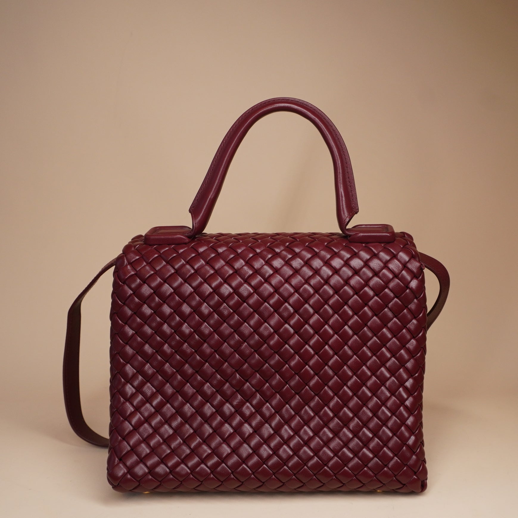 PRE-OWNED Burgundy Leather Patty Bag with Top Handle