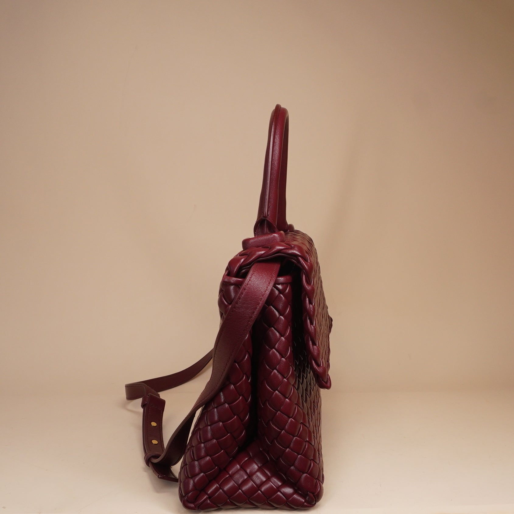 PRE-OWNED Burgundy Leather Patty Bag with Top Handle