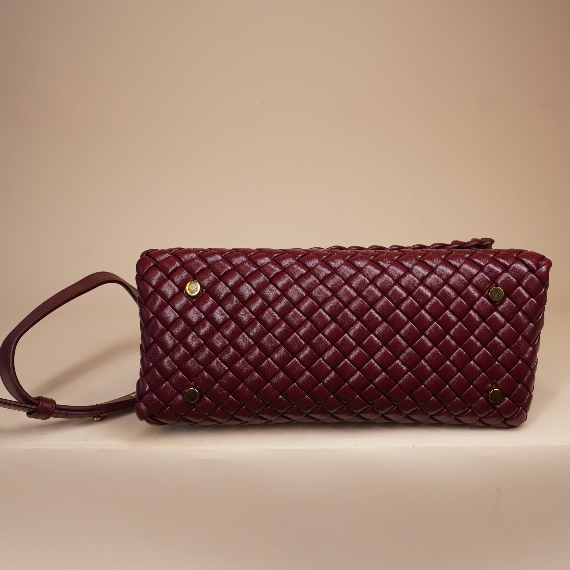 PRE-OWNED Burgundy Leather Patty Bag with Top Handle