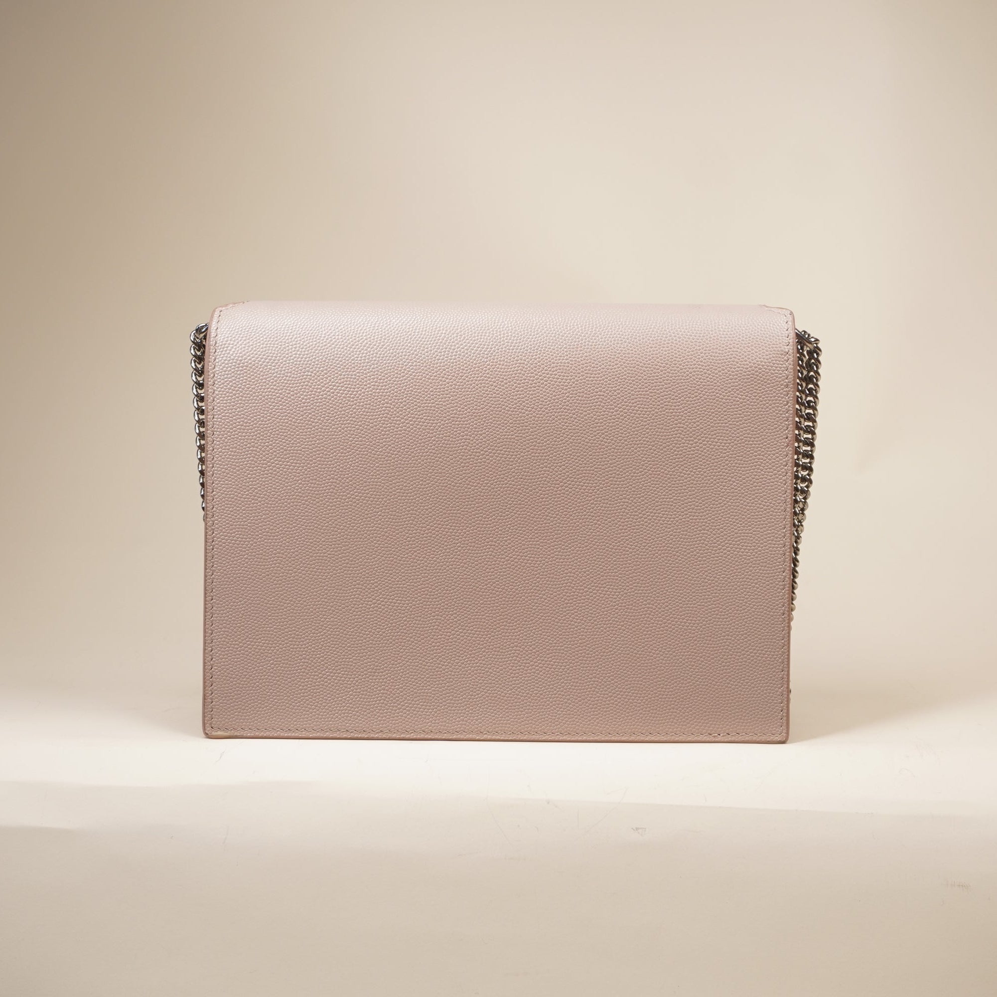PRE-OWNED Light Pink Grain De Poudre Monogram Cassandra Shoulder Bag