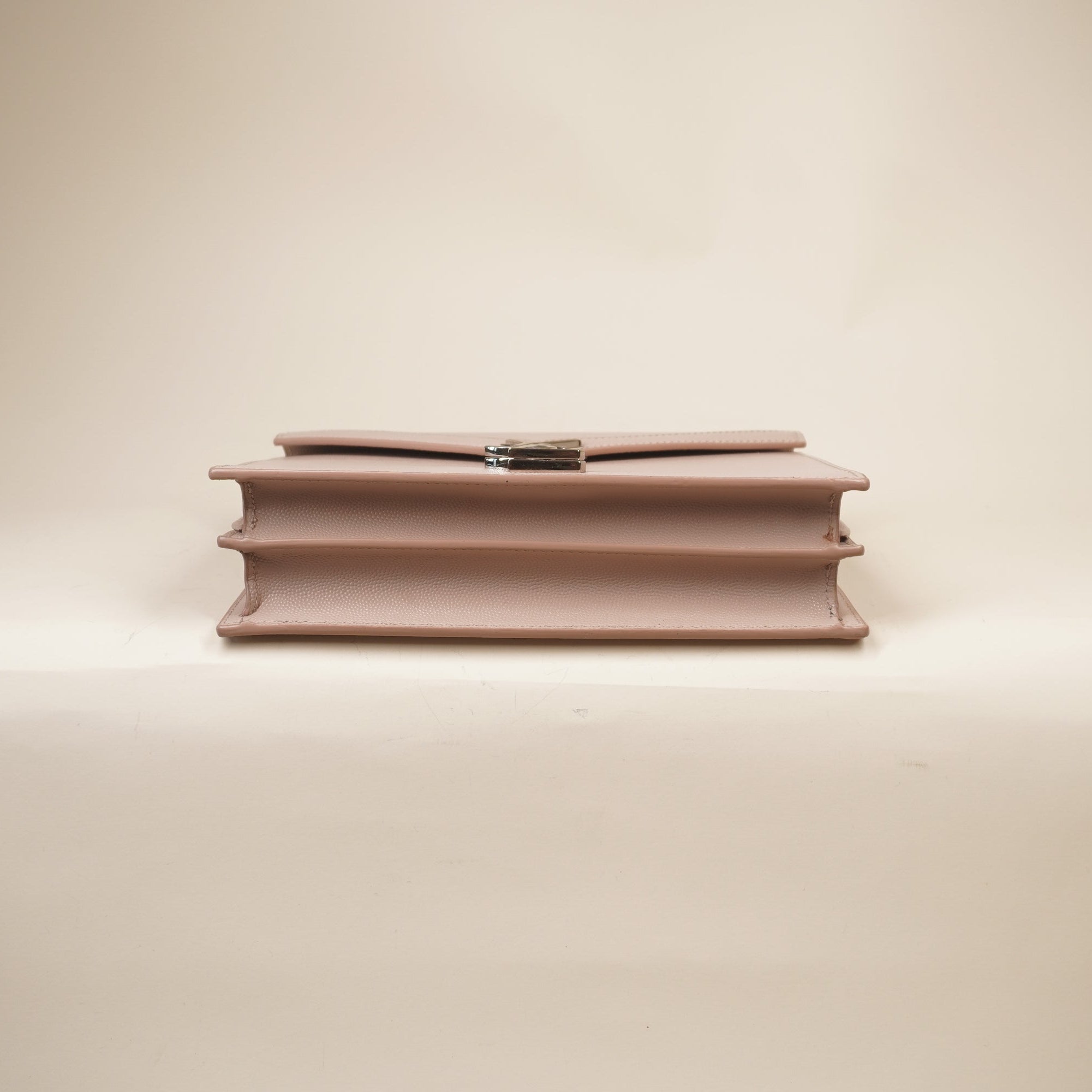 PRE-OWNED Light Pink Grain De Poudre Monogram Cassandra Shoulder Bag