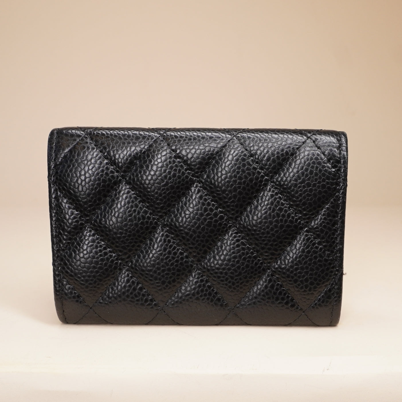 CHANEL - Black Quilted Caviar Leather Classic Flap Card Holder