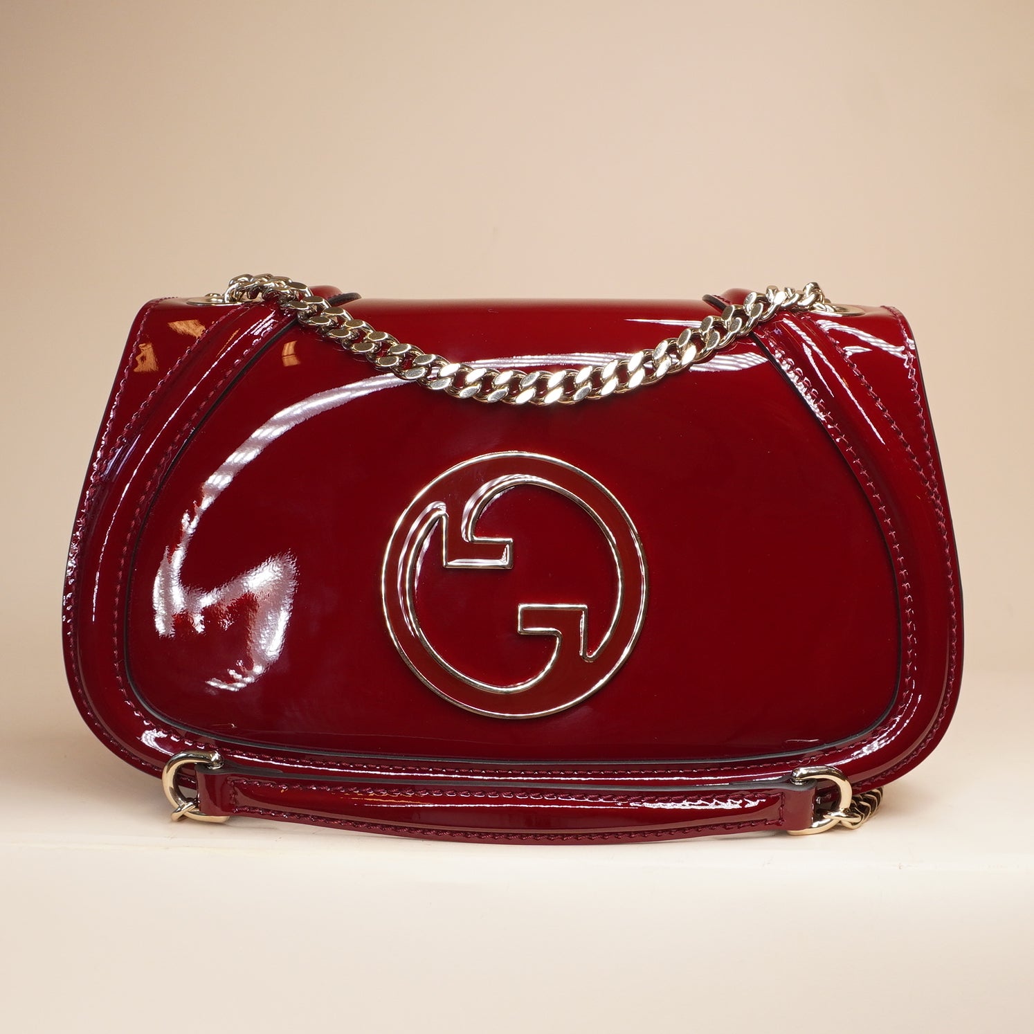 PRE-OWNED GG Rosso Ancora Patent Blondie Small Shoulder Bag