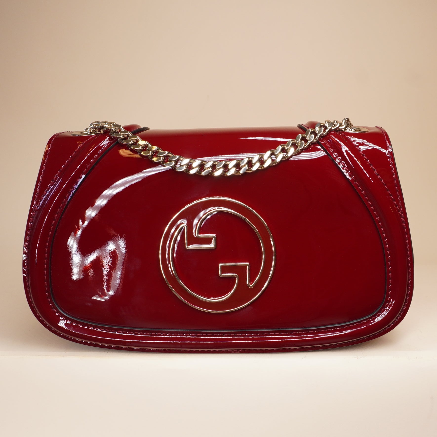 PRE-OWNED GG Rosso Ancora Patent Blondie Small Shoulder Bag