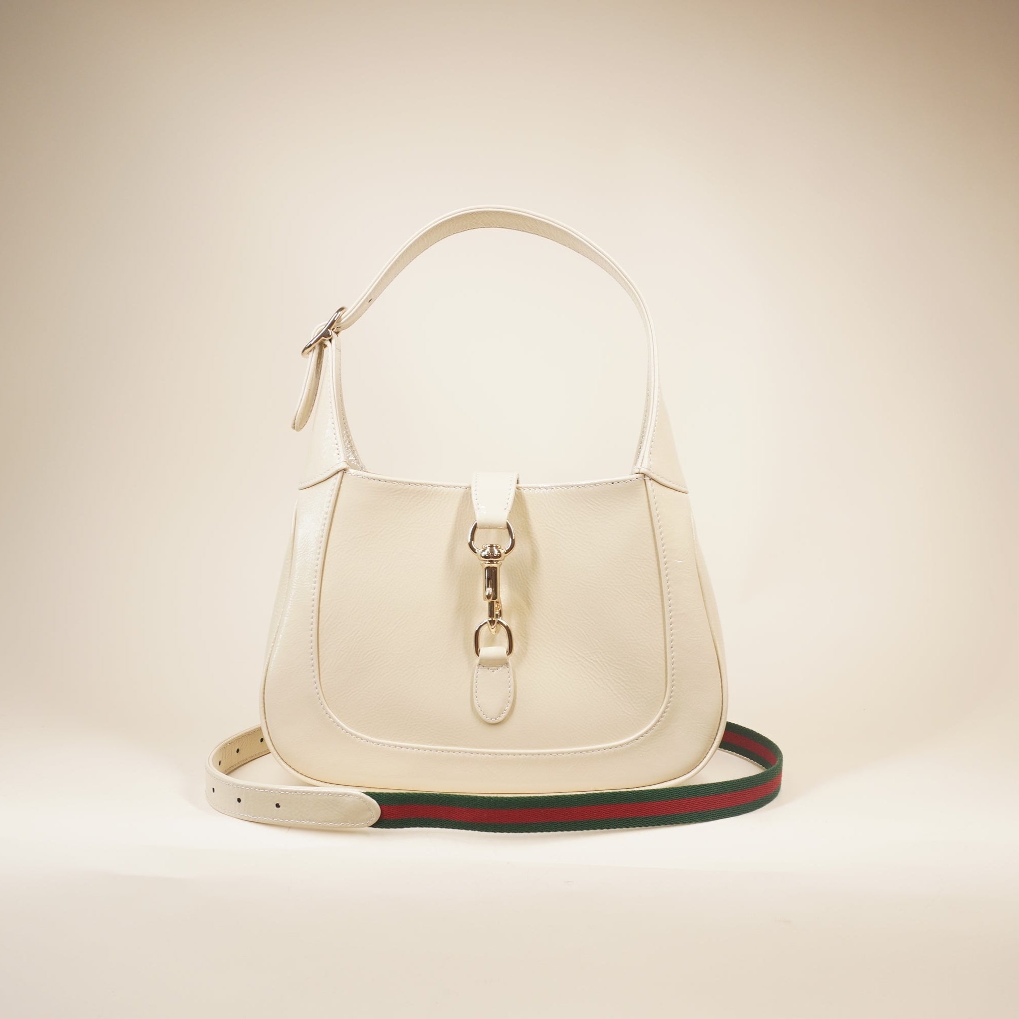 PRE-OWNED Jackie 1961 Shoulder Bag Cream Patent Leather