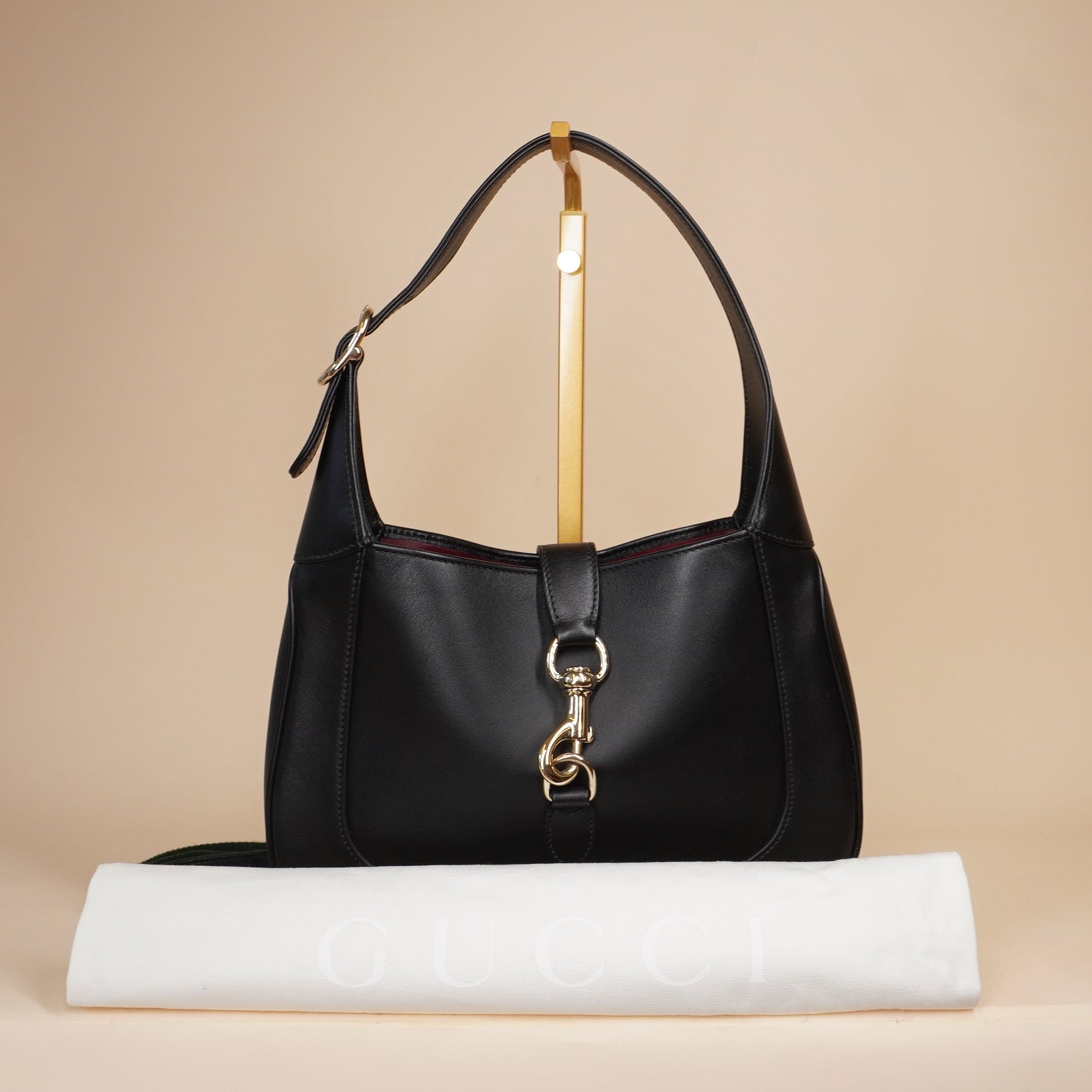 PRE-OWNED GG Black Jackie 196 Medium Shoulder Bag