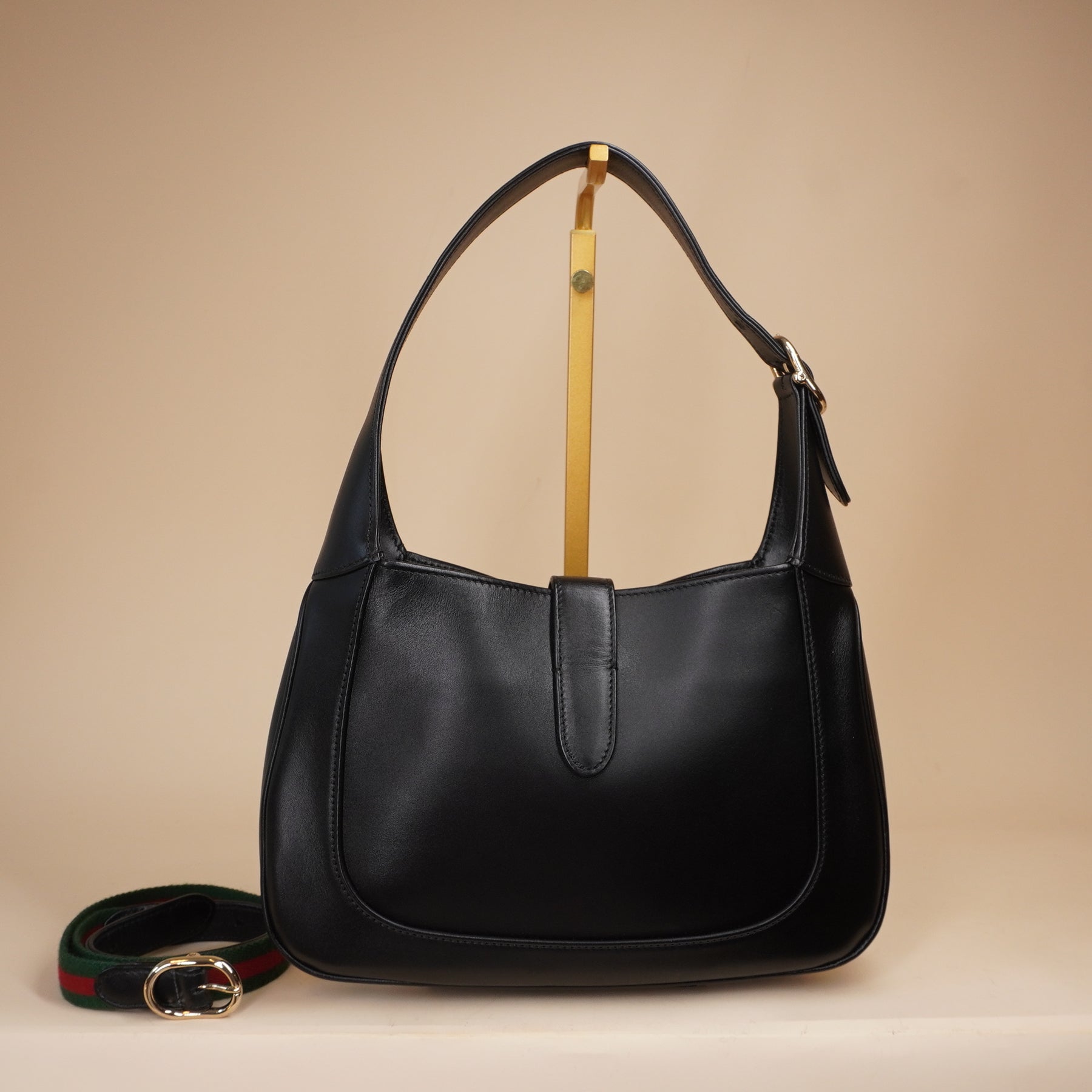 PRE-OWNED GG Black Jackie 196 Medium Shoulder Bag