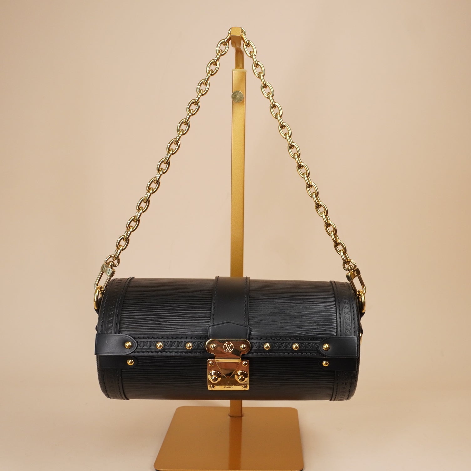 PRE-OWNED LV Black Epi Papillon Trunk Shoulder Bag