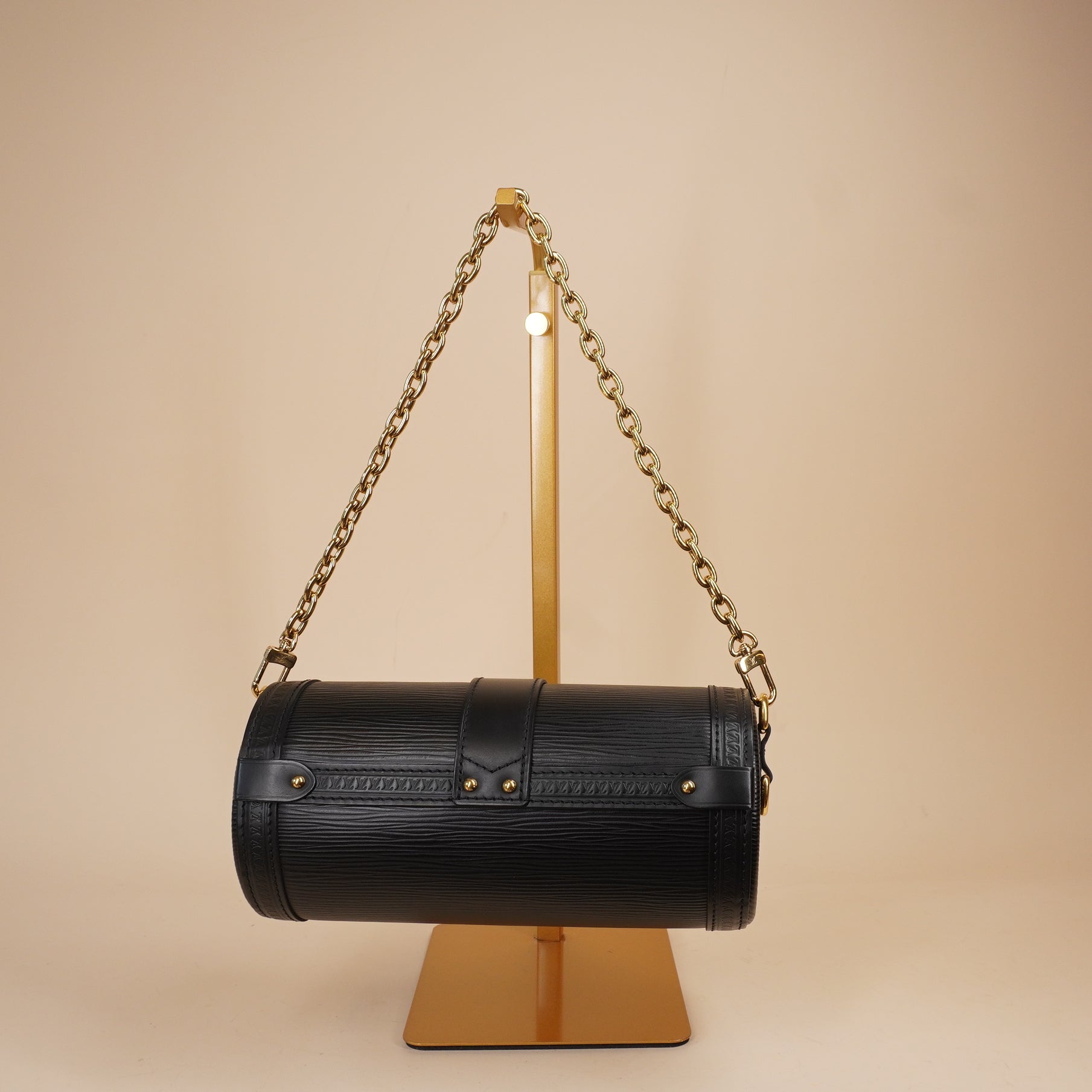 PRE-OWNED LV Black Epi Papillon Trunk Shoulder Bag