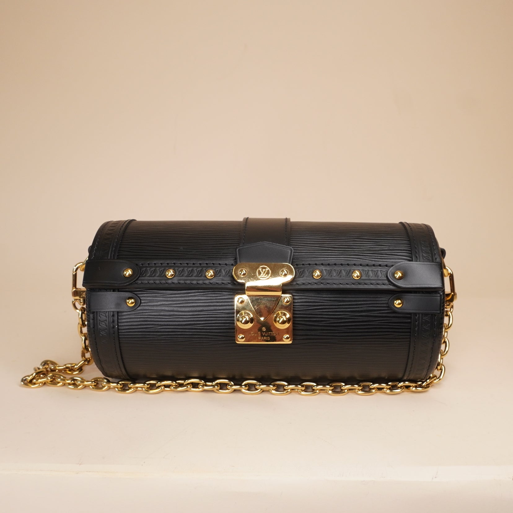 PRE-OWNED LV Black Epi Papillon Trunk Shoulder Bag