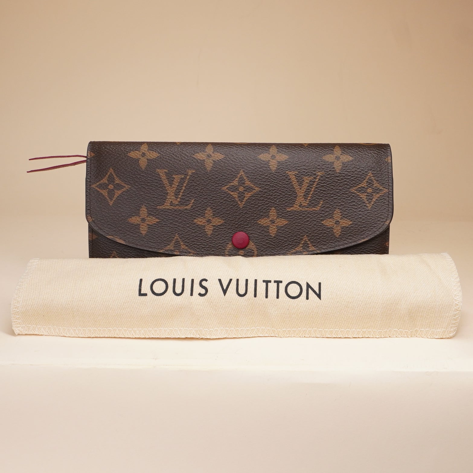 PRE-OWNED LV Monogram Emilie Wallet Fuchsia
