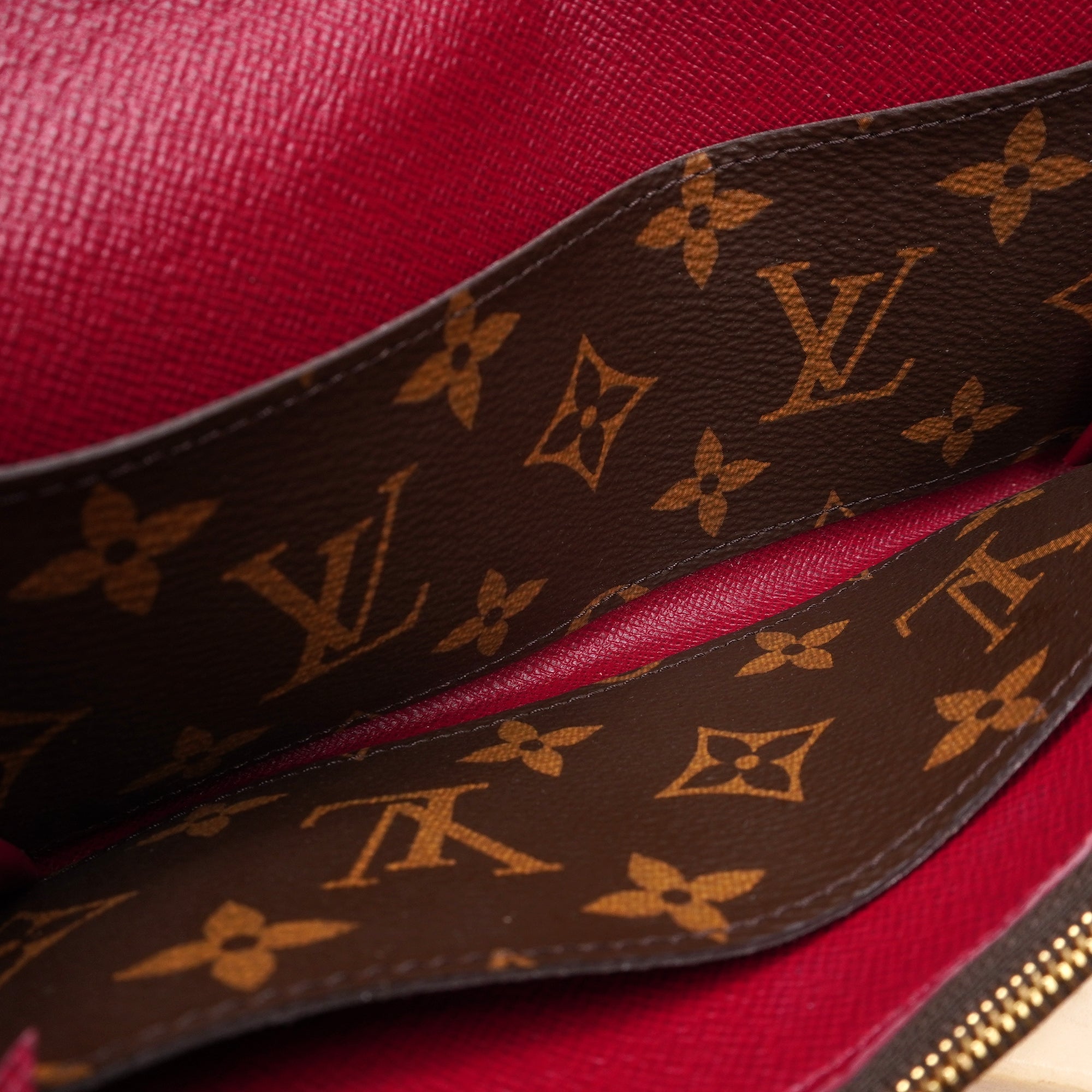 PRE-OWNED LV Monogram Emilie Wallet Fuchsia