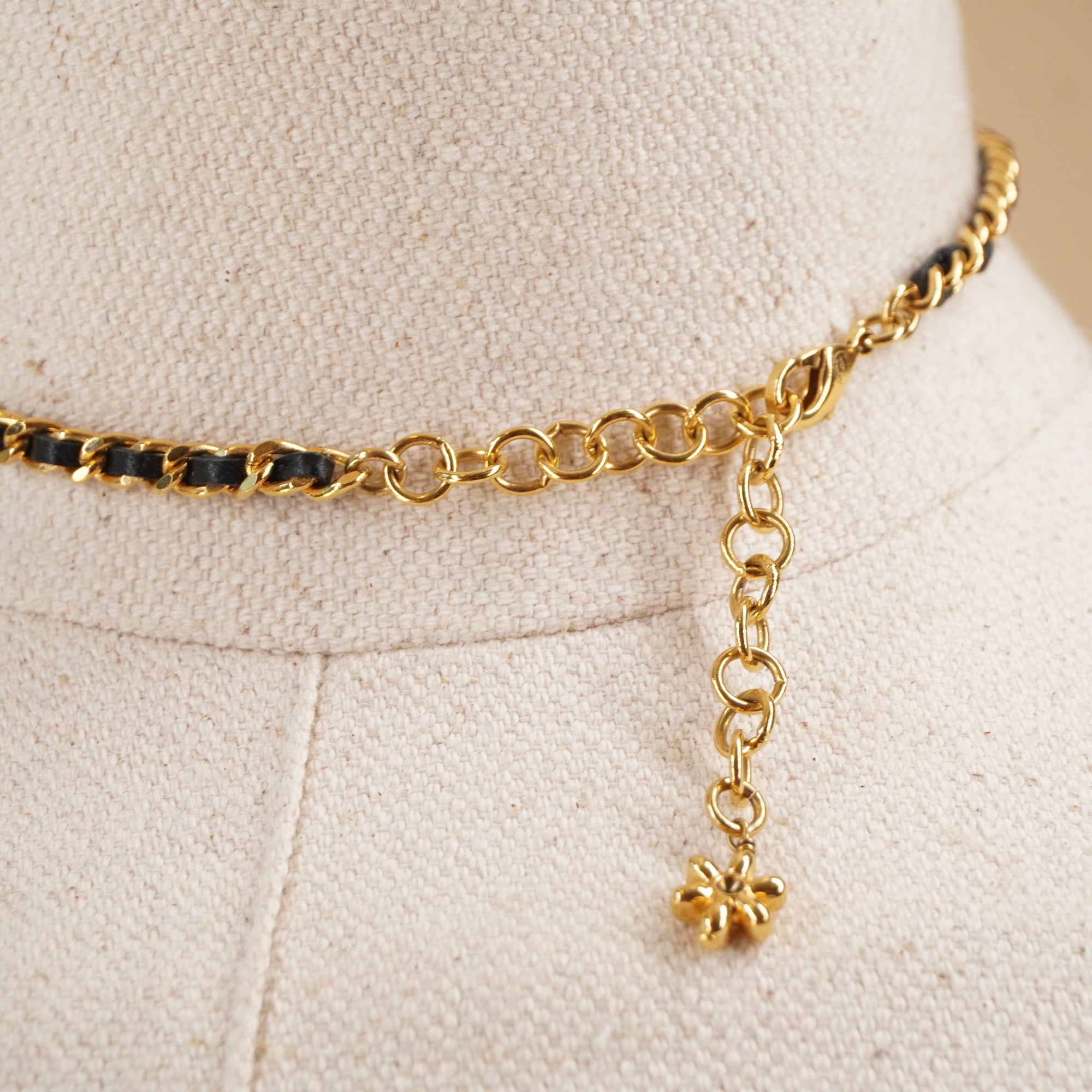 PRE-OWNED CC Timeless Necklace Black Leather