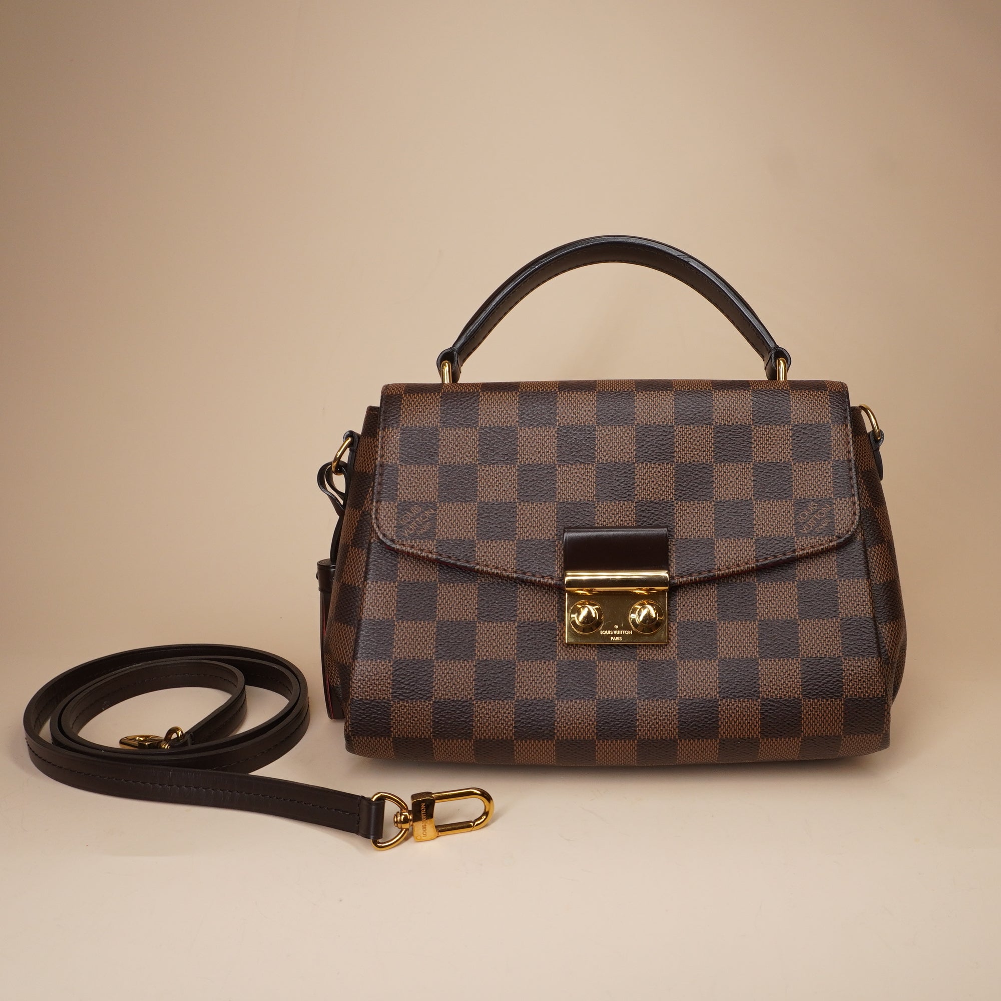 PRE-OWNED LV Damier Ebene Canvas Croisette Crossbody Bag