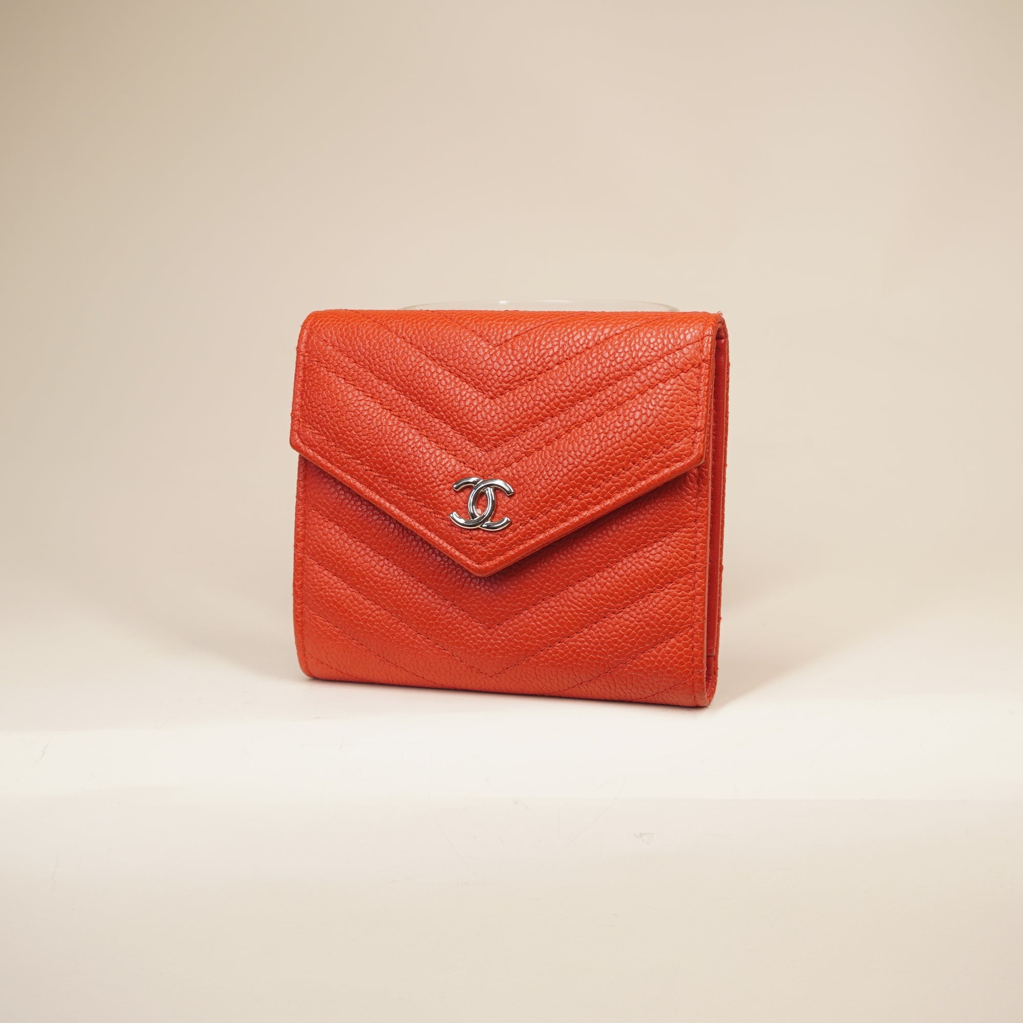 PRE-OWNED Classic Flap CF Orange Short Wallet