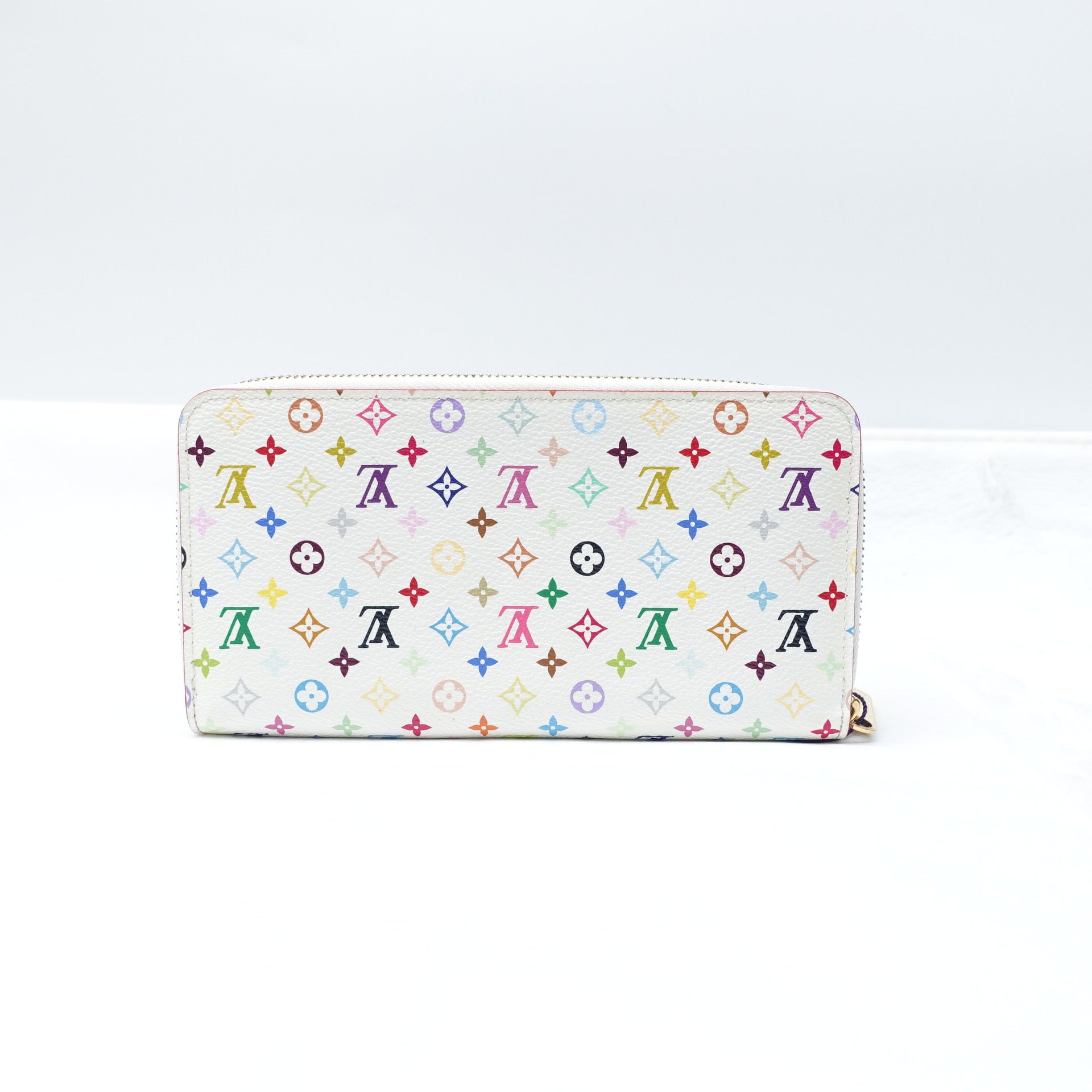 PRE-OWNED LV White Murakami Zippy Long Wallet