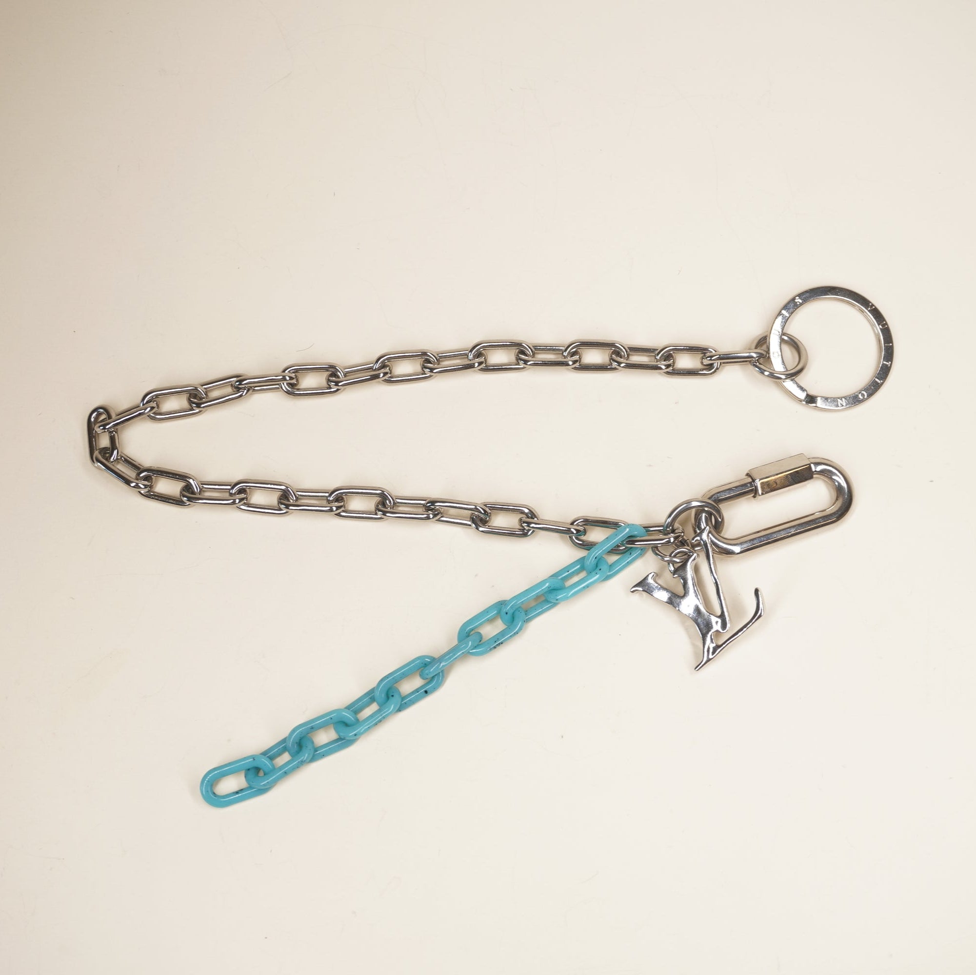 PRE-OWNED LV Shape Key Chain Bag Charm and Key Holder Metal