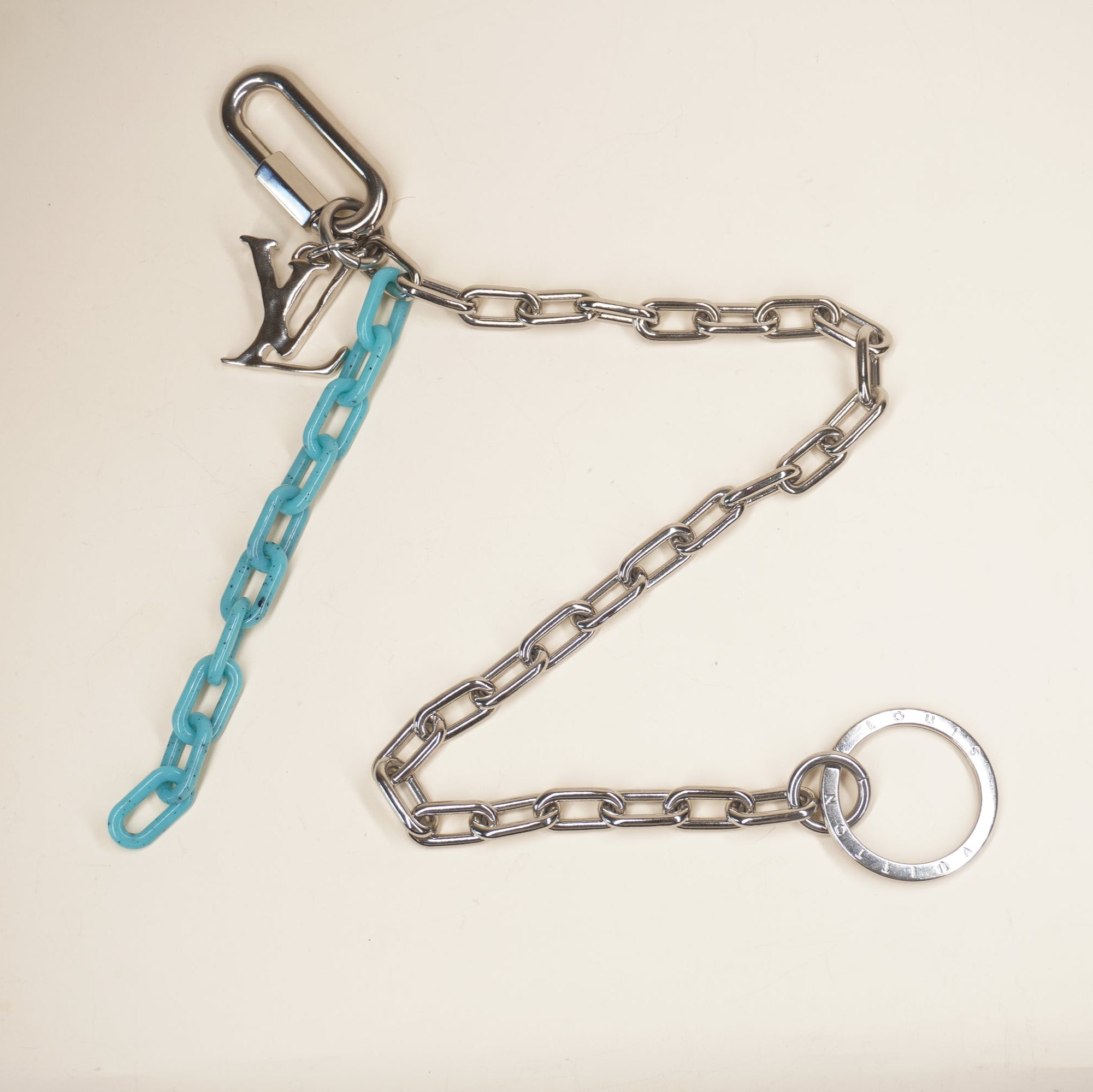 PRE-OWNED LV Shape Key Chain Bag Charm and Key Holder Metal