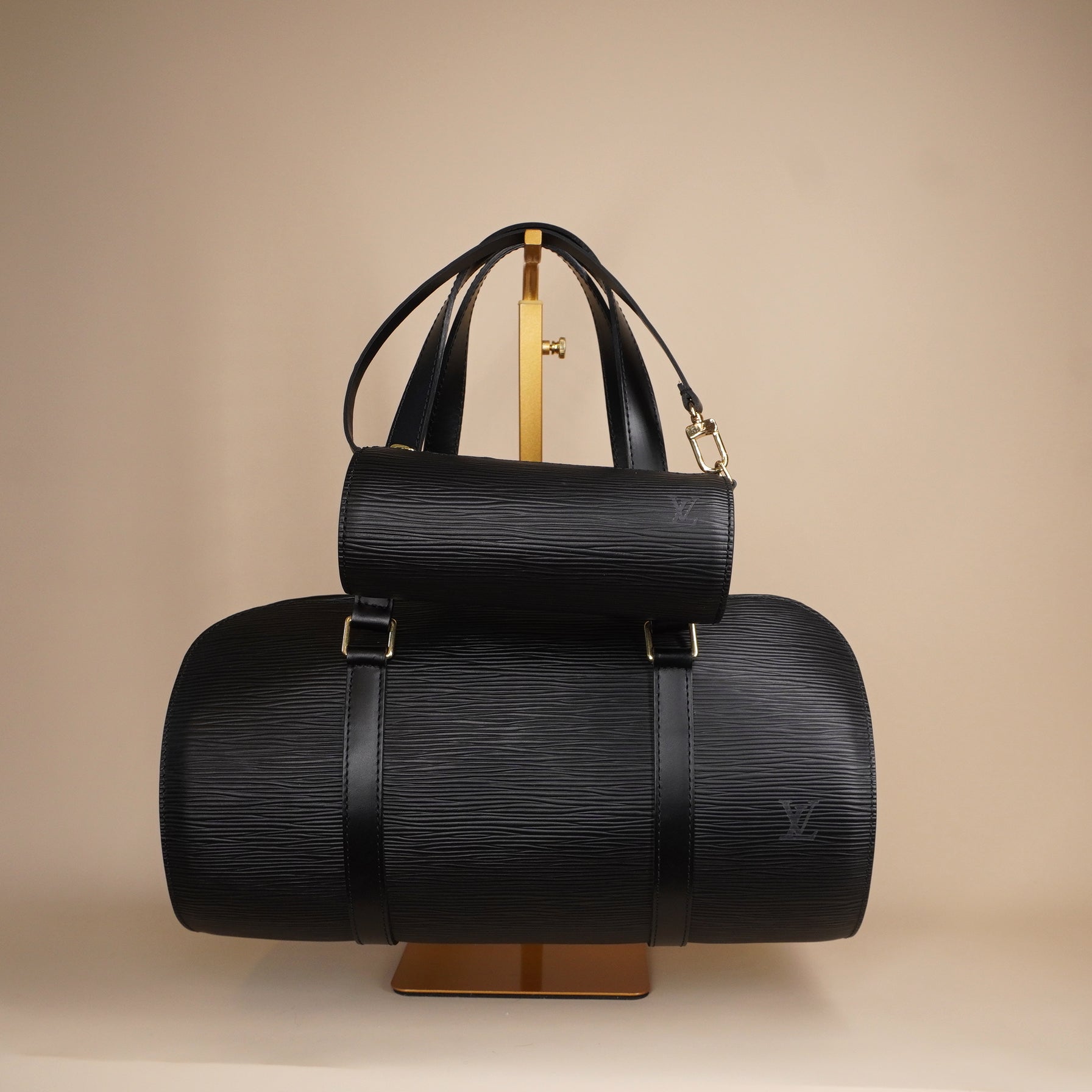 PRE-OWNED LV Black Epi Soufflot Vintage Papillon Shoulder Bag