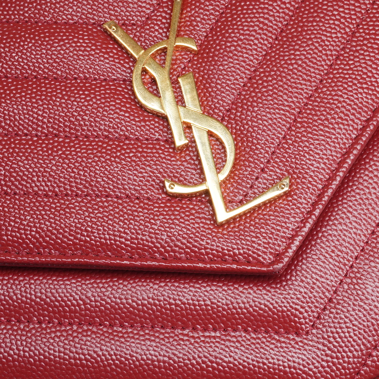 PRE-OWNED Red Grain De Poudre Matelasse Chevron Envelope Shoulder Bag