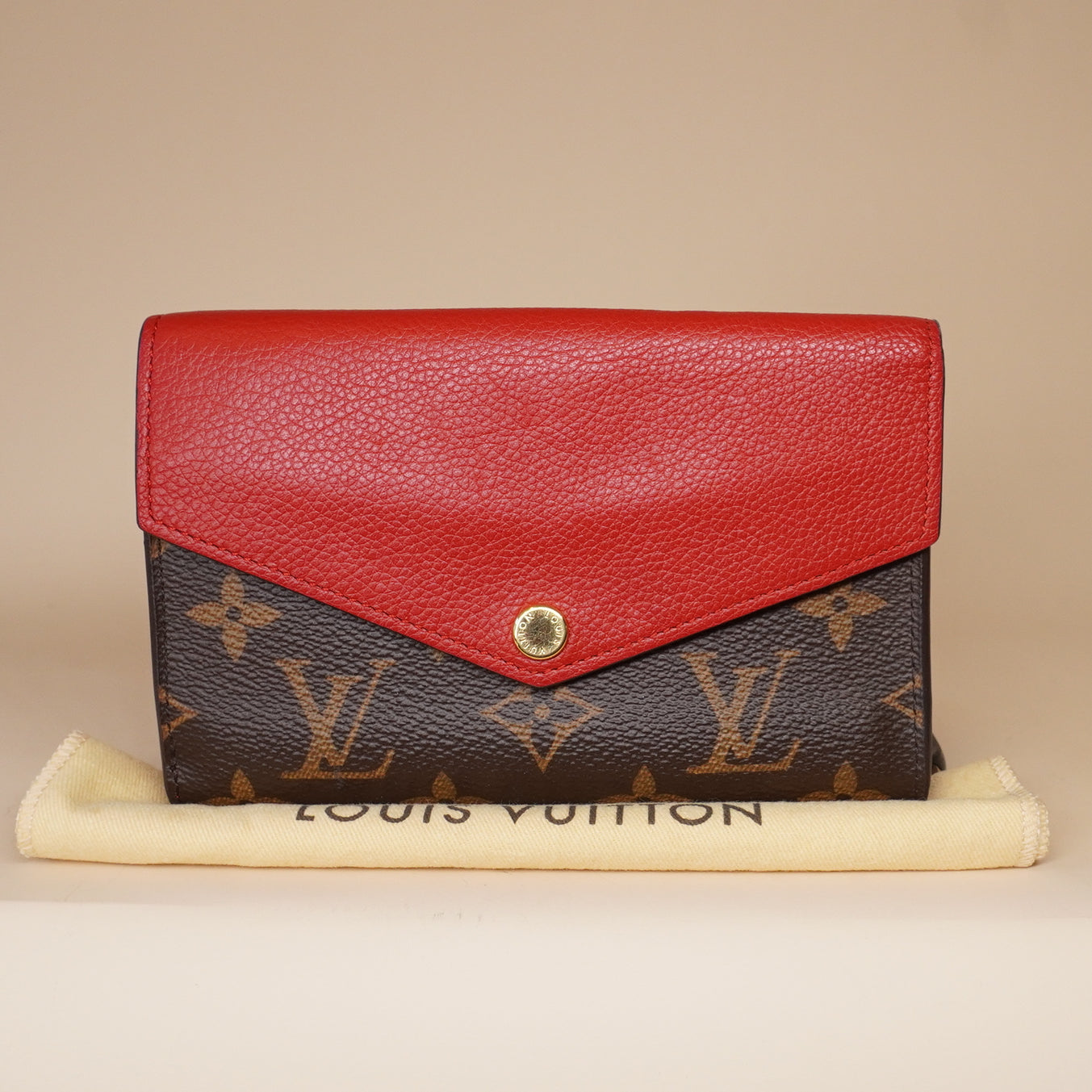 PRE-OWNED LV Monogram Pallas Compact Wallet Cherry