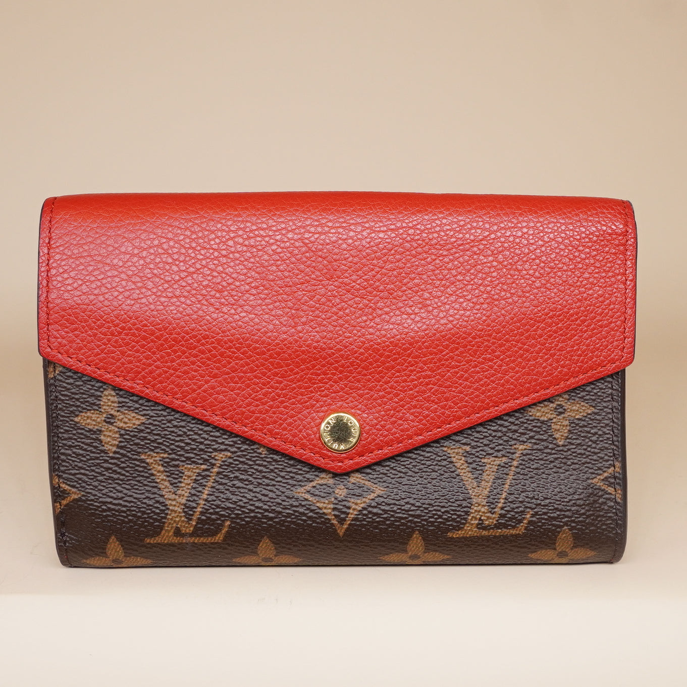 PRE-OWNED LV Monogram Pallas Compact Wallet Cherry
