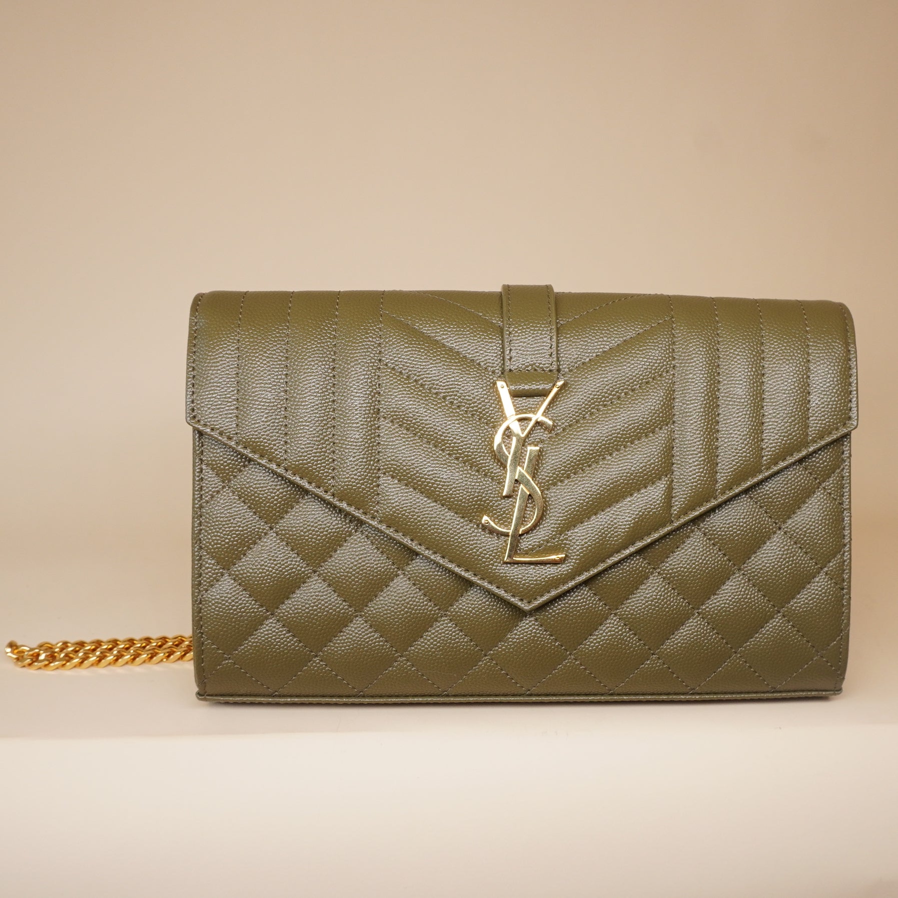 PRE-OWNED Olive Envelope Triquilt Crossbody Bag