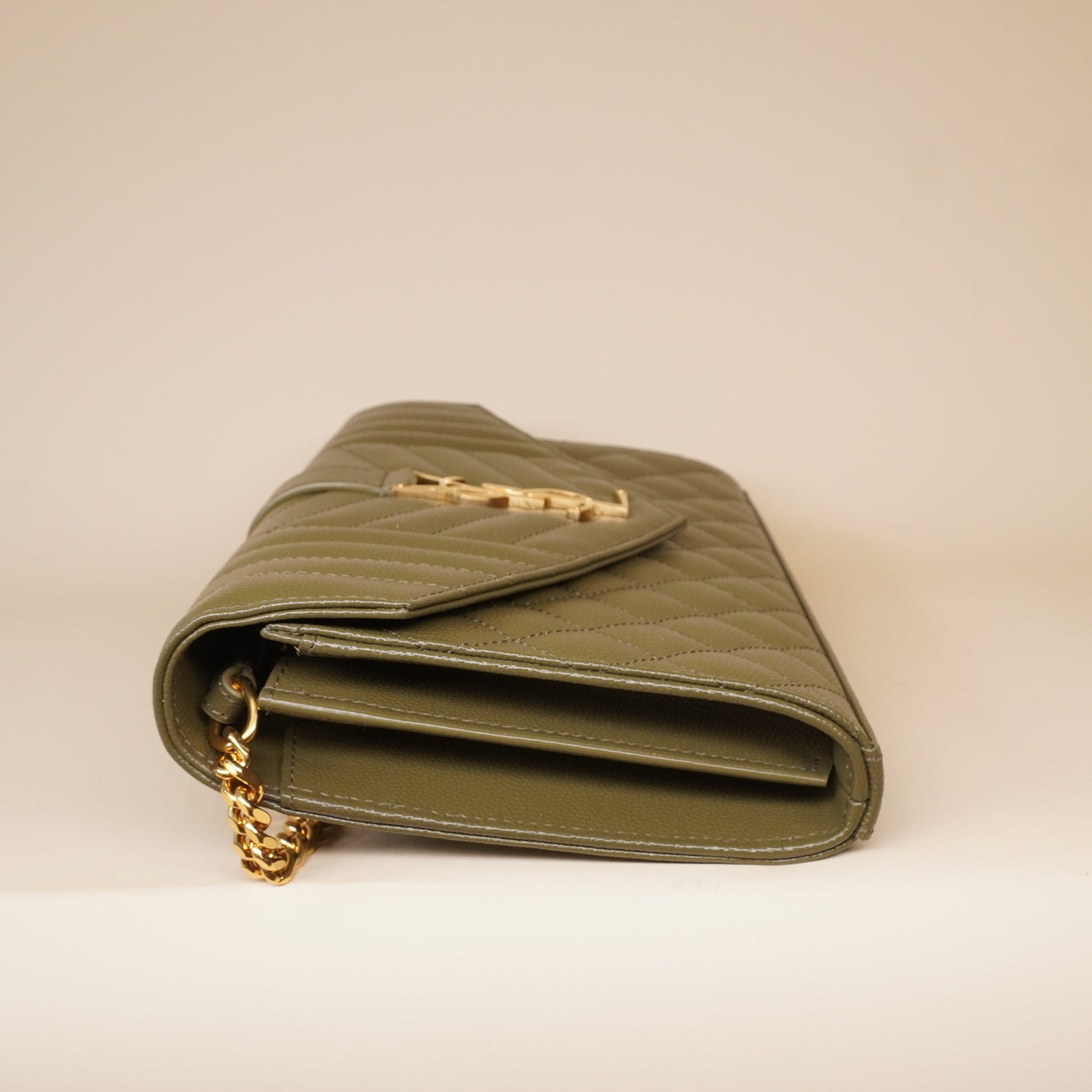 PRE-OWNED Olive Envelope Triquilt Crossbody Bag