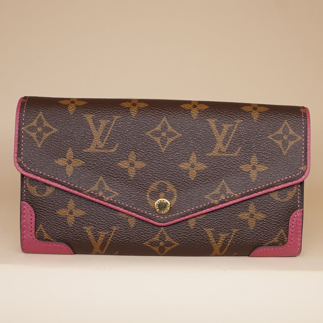 PRE-OWNED LV Monogram Canvas Pink Sarah Retiro Wallet