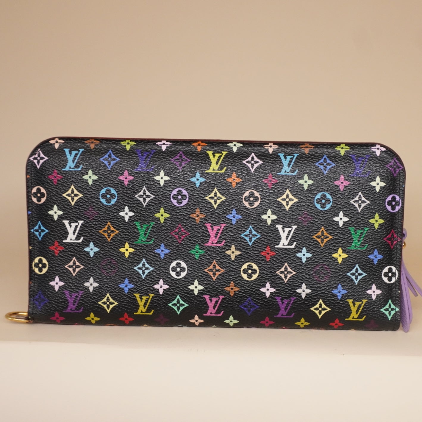 PRE-OWNED LV Black Monogram Multicolore Violet Insolite Wallet