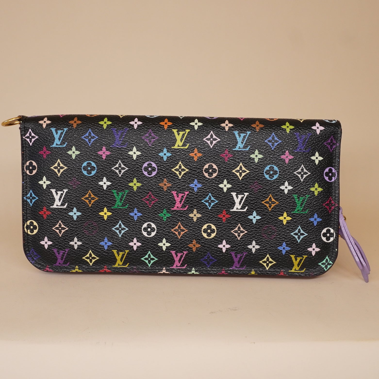 PRE-OWNED LV Black Monogram Multicolore Violet Insolite Wallet