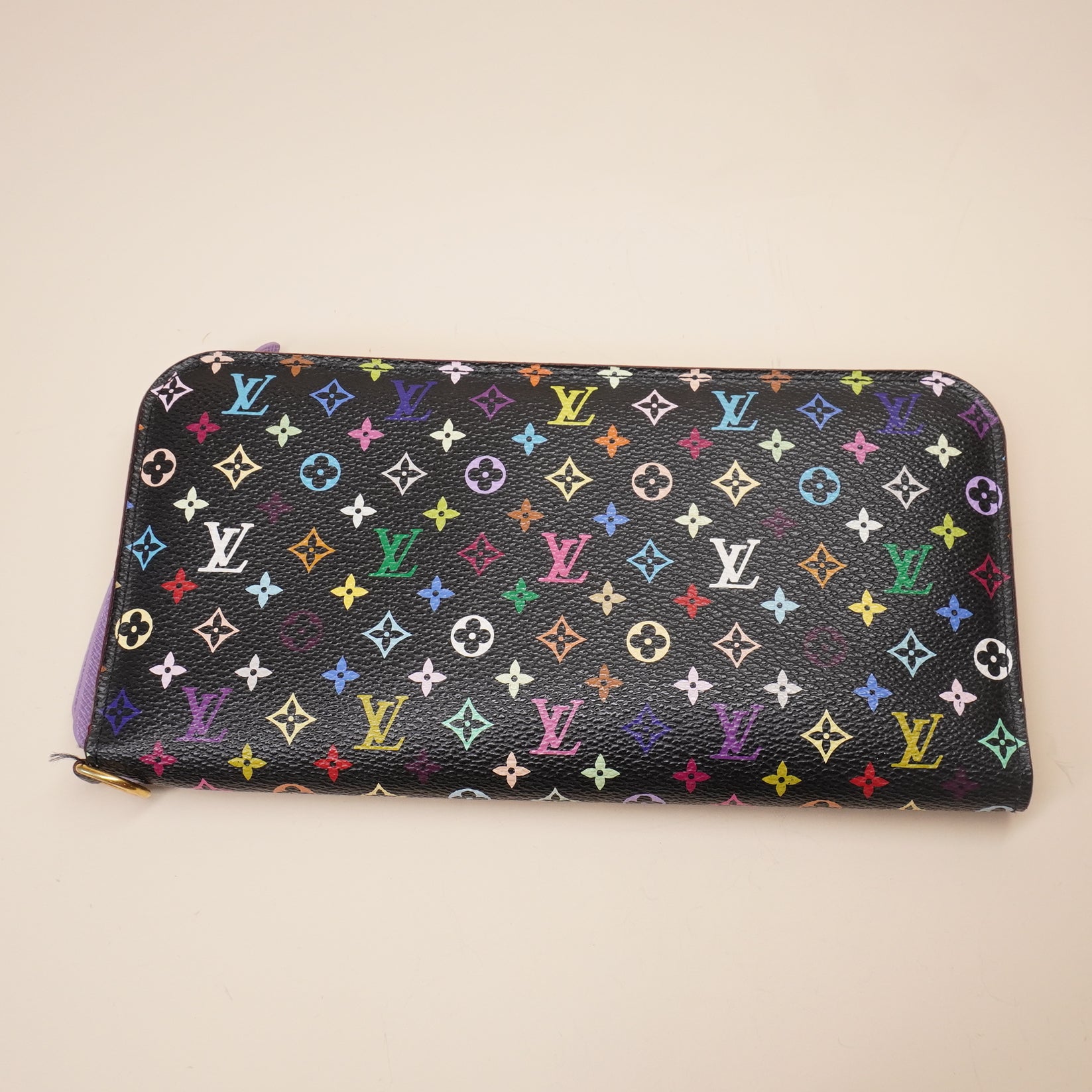 PRE-OWNED LV Black Monogram Multicolore Violet Insolite Wallet