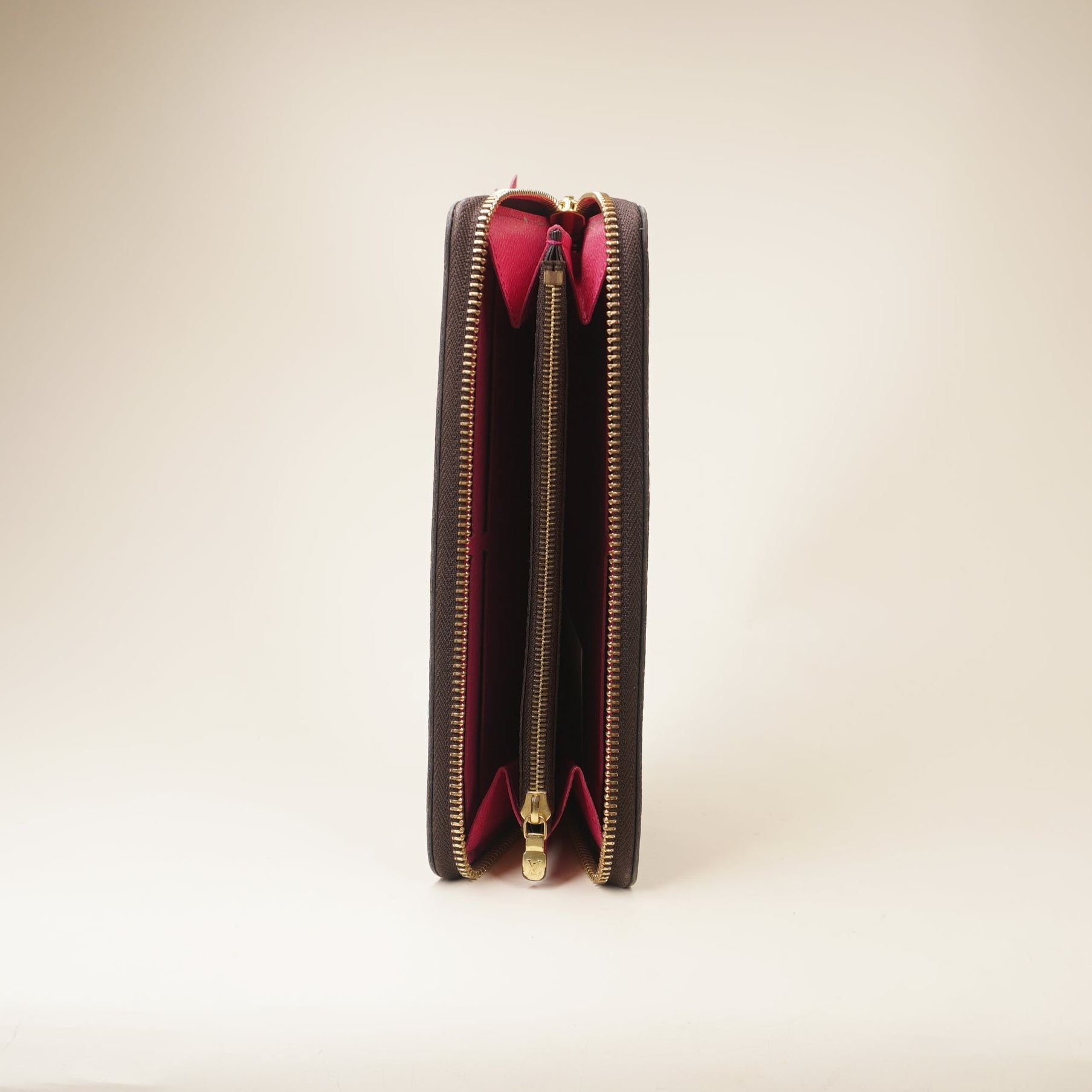 PRE-OWNED LV Monogram Clemence Canvas Wallet Fuchsia