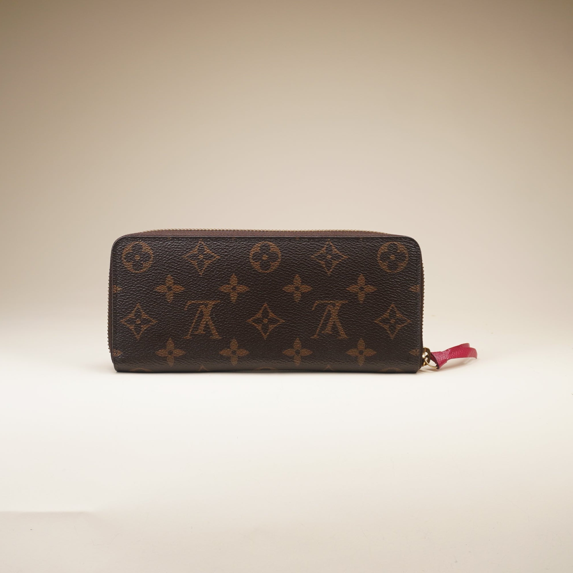PRE-OWNED LV Monogram Clemence Canvas Wallet Fuchsia