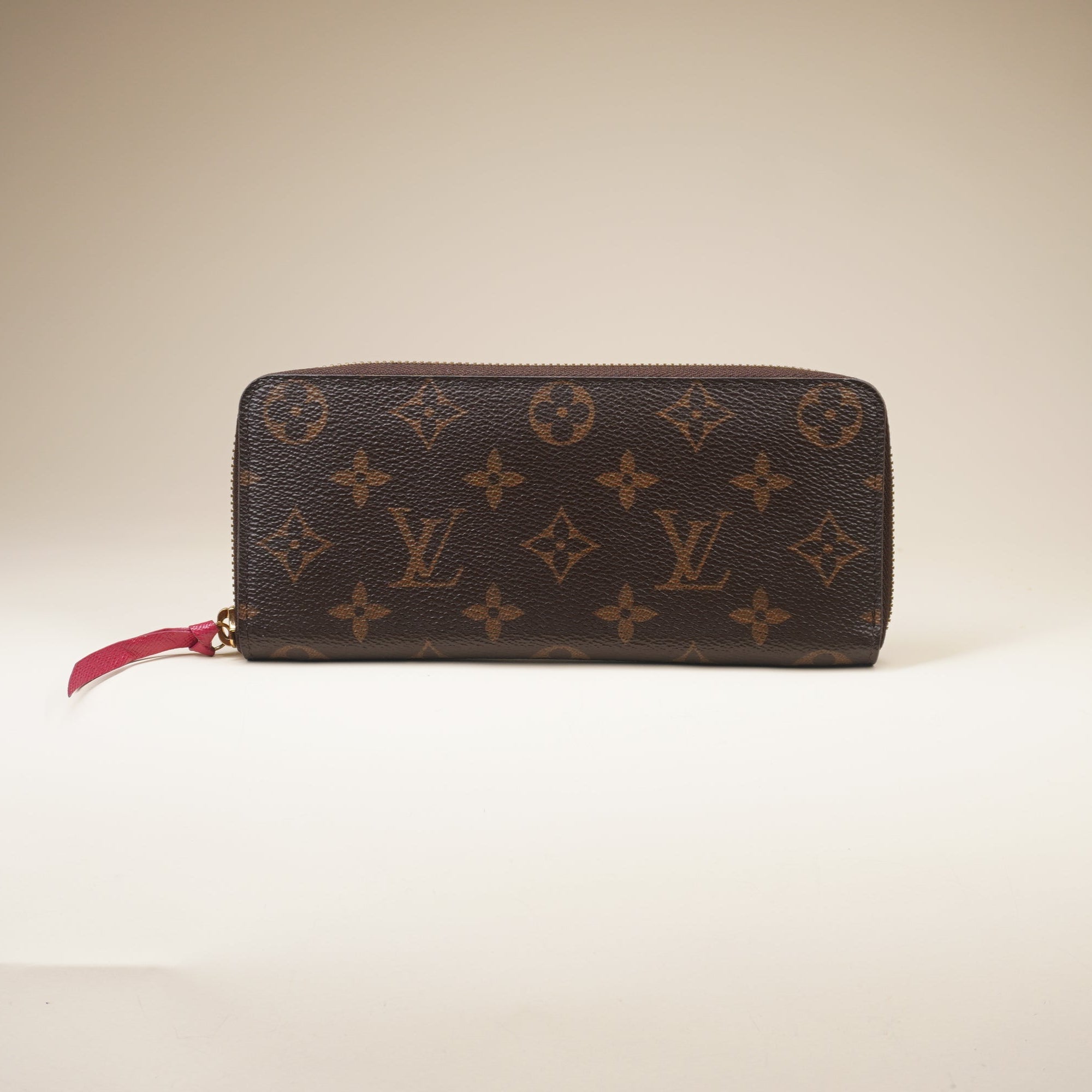 PRE-OWNED LV Monogram Clemence Canvas Wallet Fuchsia