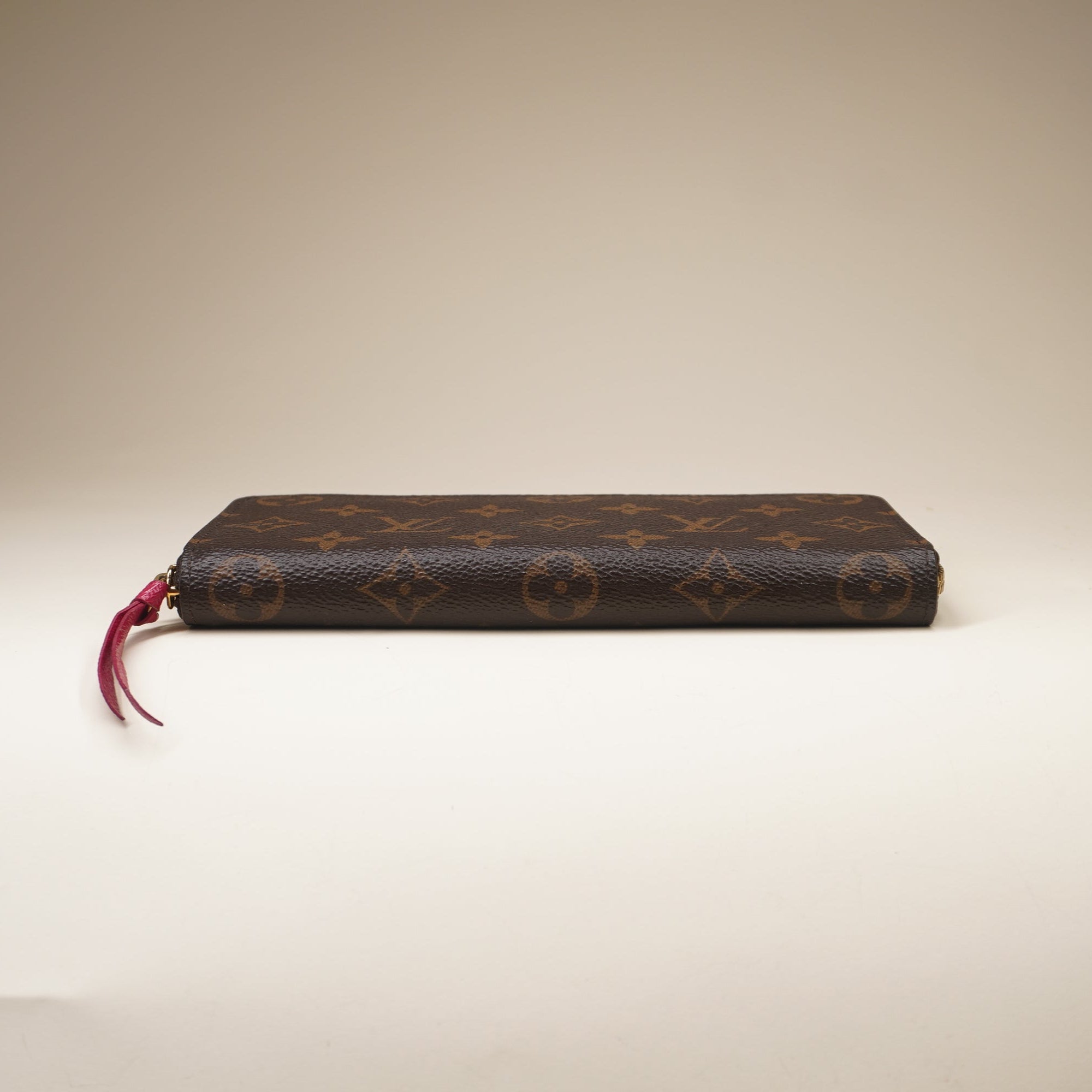 PRE-OWNED LV Monogram Clemence Canvas Wallet Fuchsia