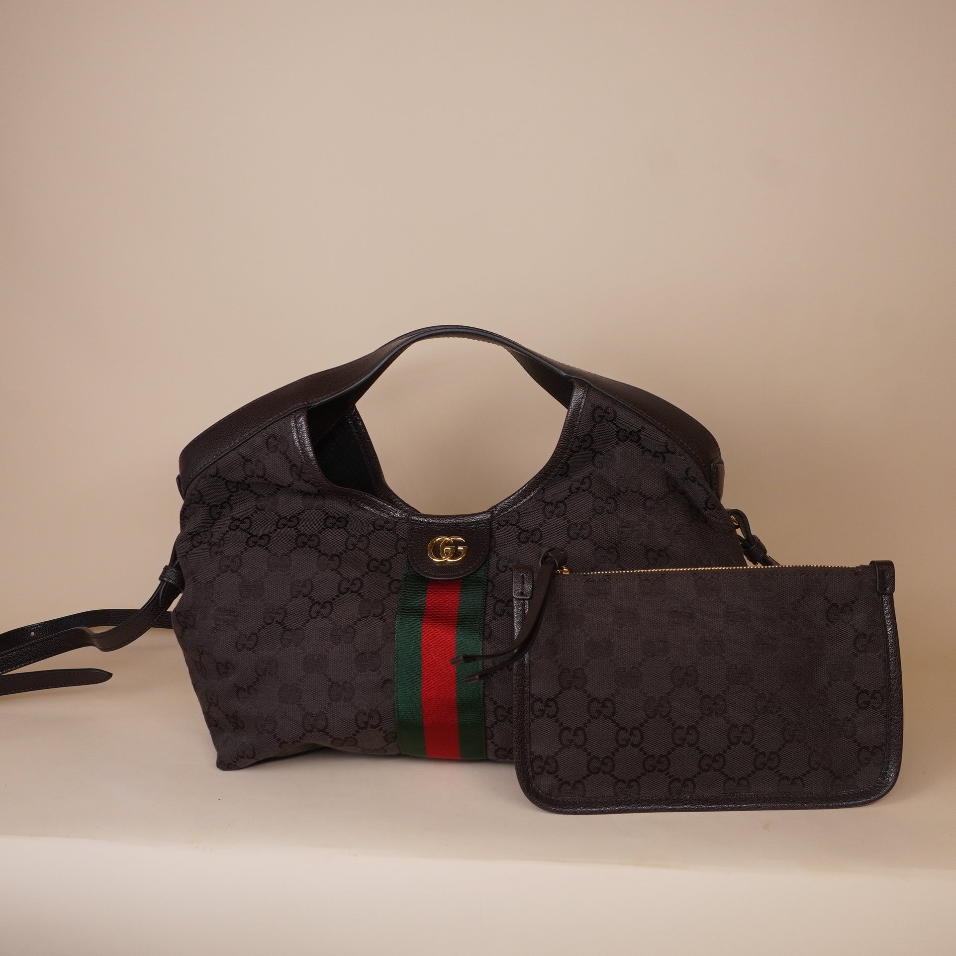 PRE-OWNED GG Monogram Web Small Giglio Shoulder Bag