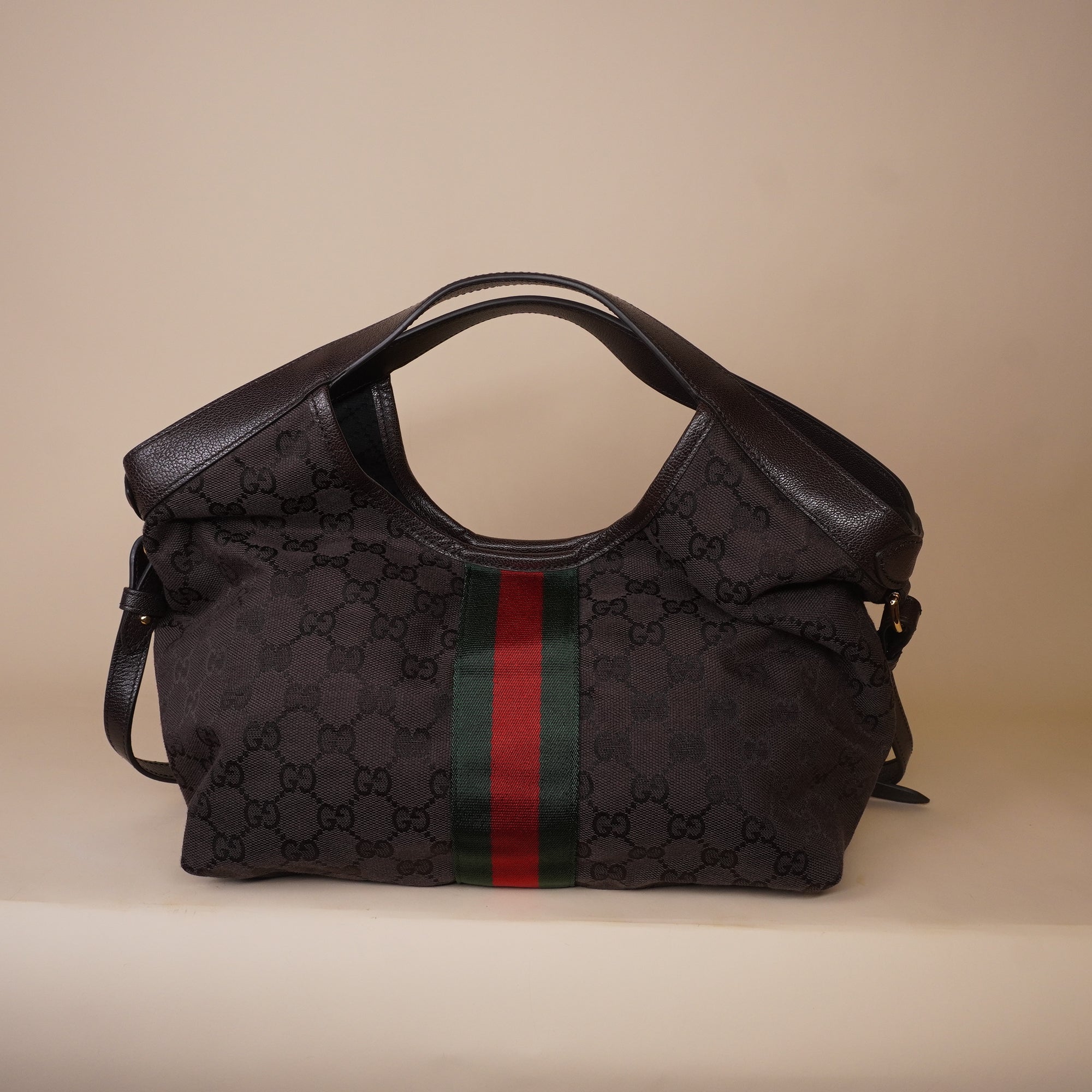 PRE-OWNED GG Monogram Web Small Giglio Shoulder Bag