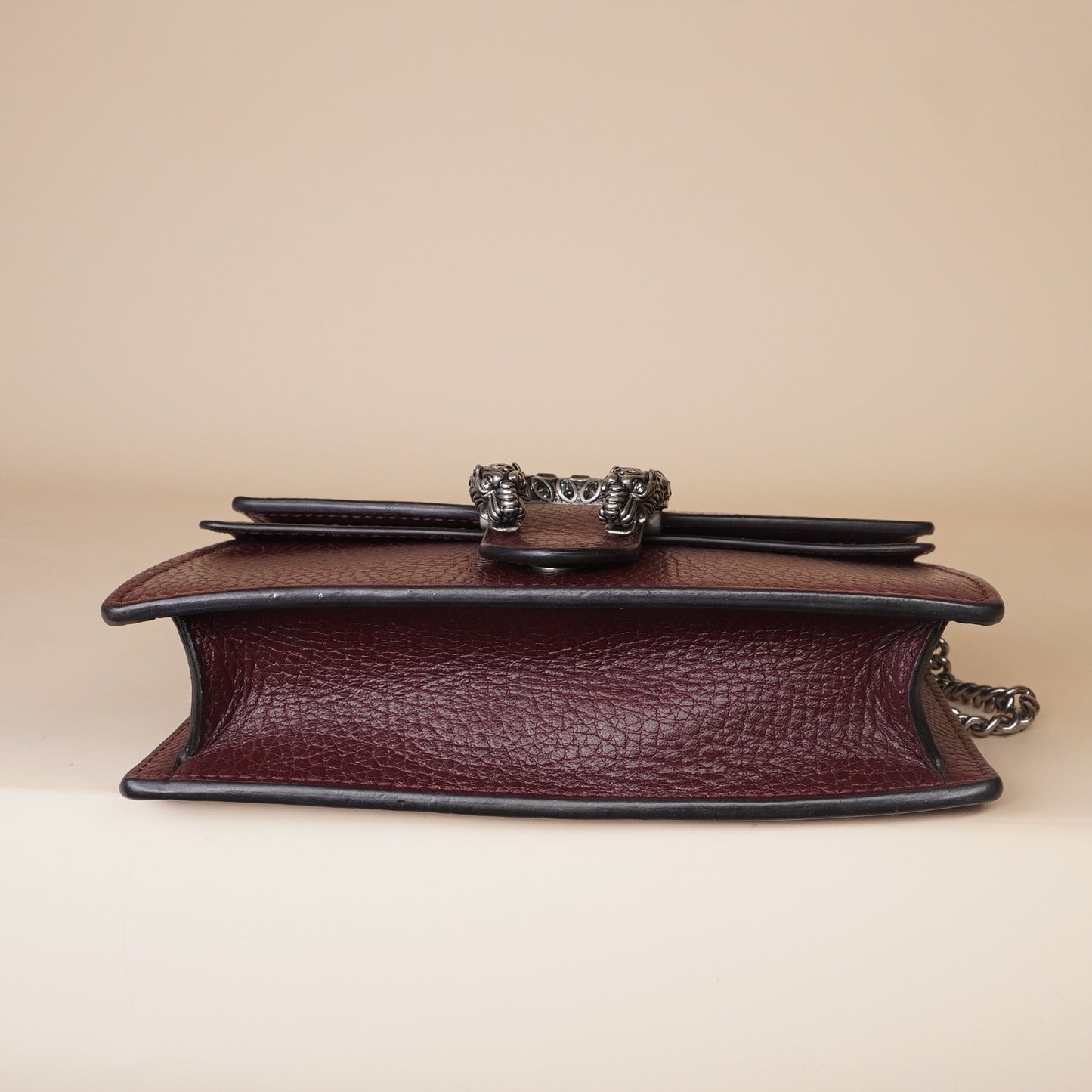 PRE-OWNED GG Dollar Calfskin Crystal Mini Dionysus Shoulder Bag Vintage Bordeaux