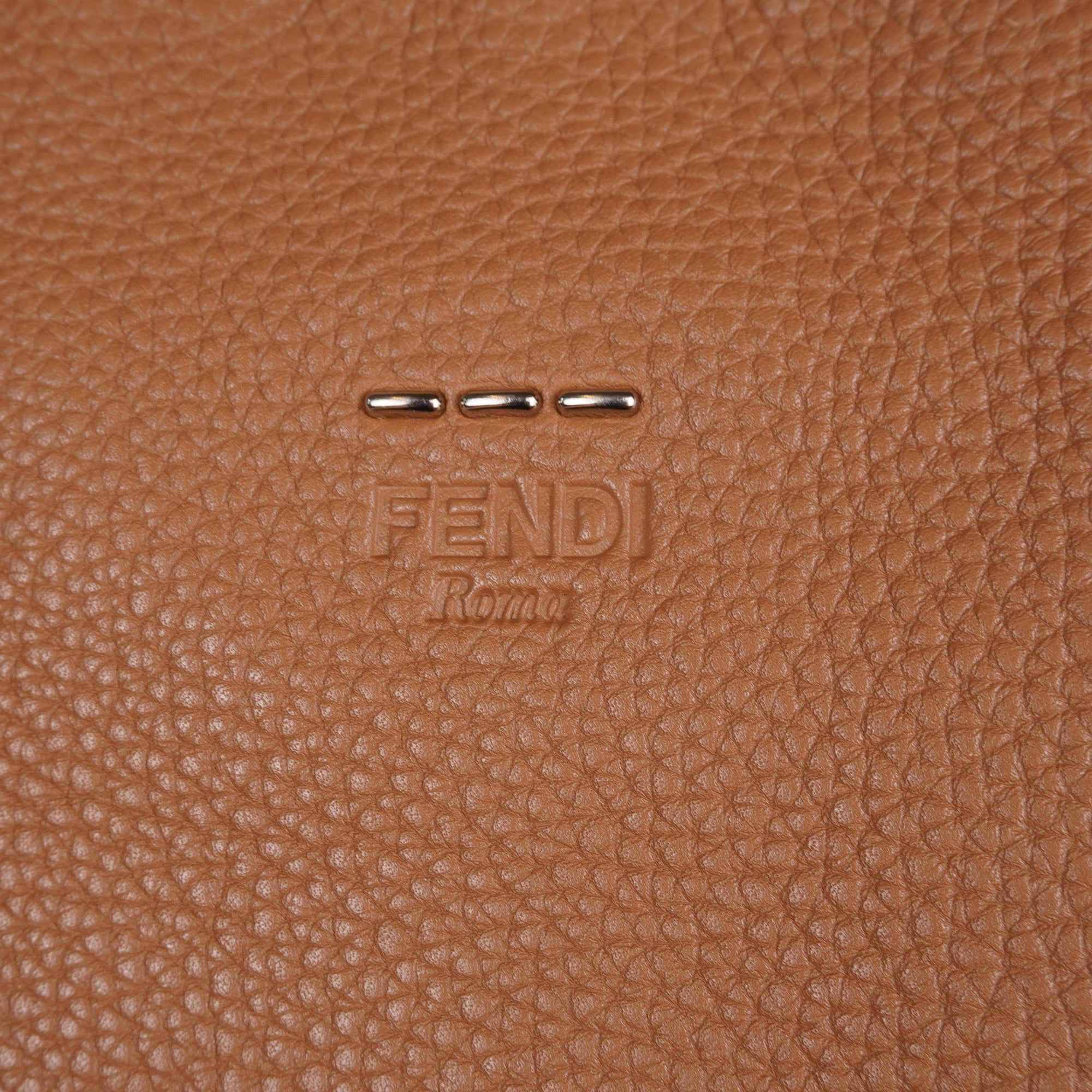 PRE-OWNED FF Taupe Roman Selleria Leather Lei Boston Bag