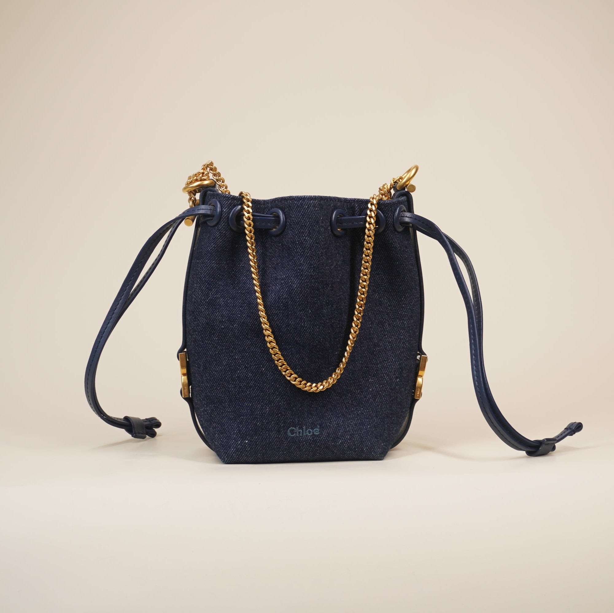 PRE-OWNED Denim Blue Marci Micro Bucket Crossbody Bag