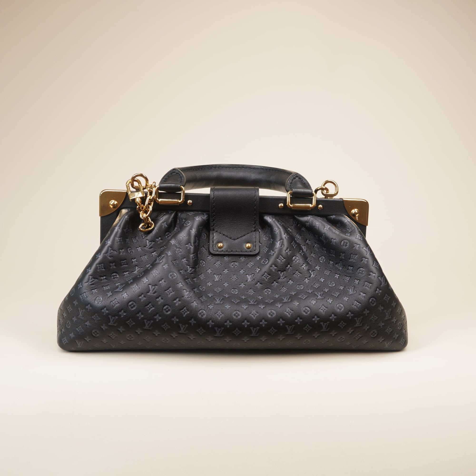 PRE-OWNED LV Black Nanogram Clutch Shoulder Bag