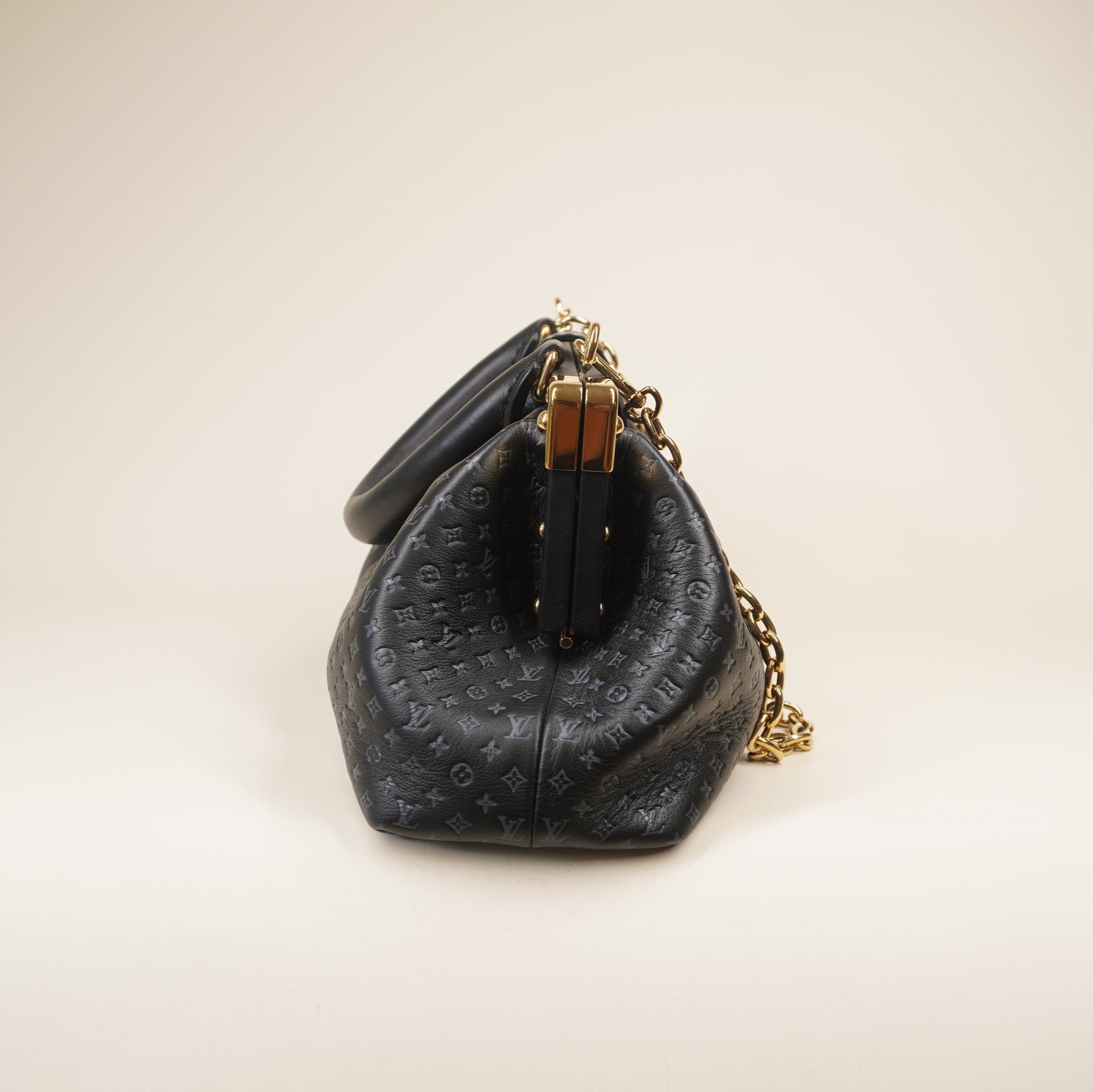 PRE-OWNED LV Black Nanogram Clutch Shoulder Bag
