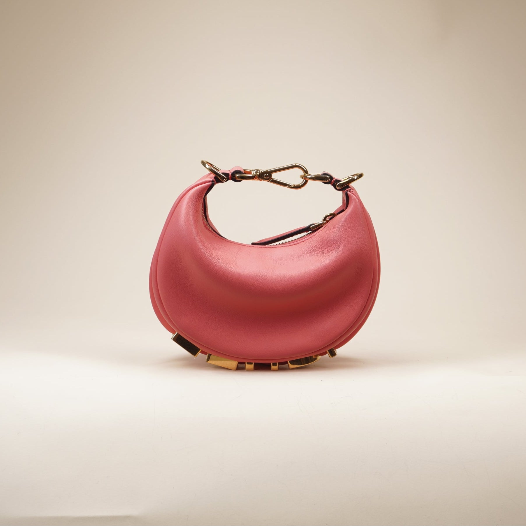 PRE-OWNED Vitello Grace Mini Fendigraphy Hobo Charm Pink Dalia