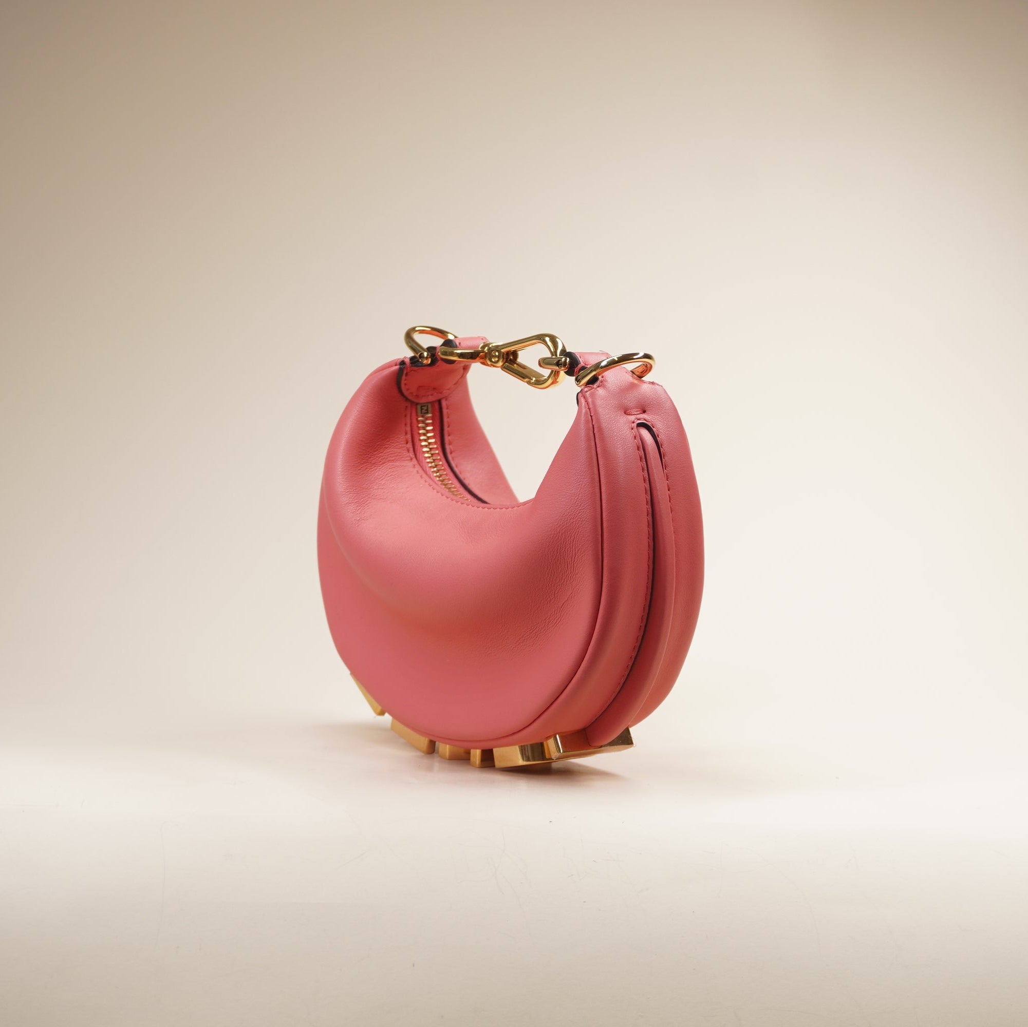 PRE-OWNED Vitello Grace Mini Fendigraphy Hobo Charm Pink Dalia