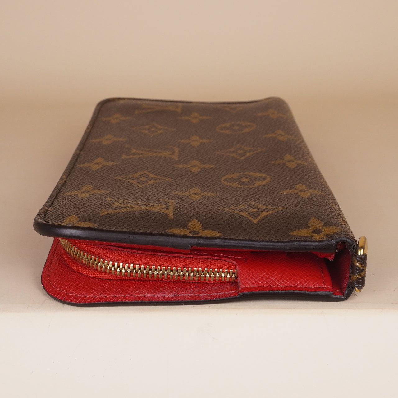 PRE-OWNED LV Monogram Canvas Red Insolite Wallet