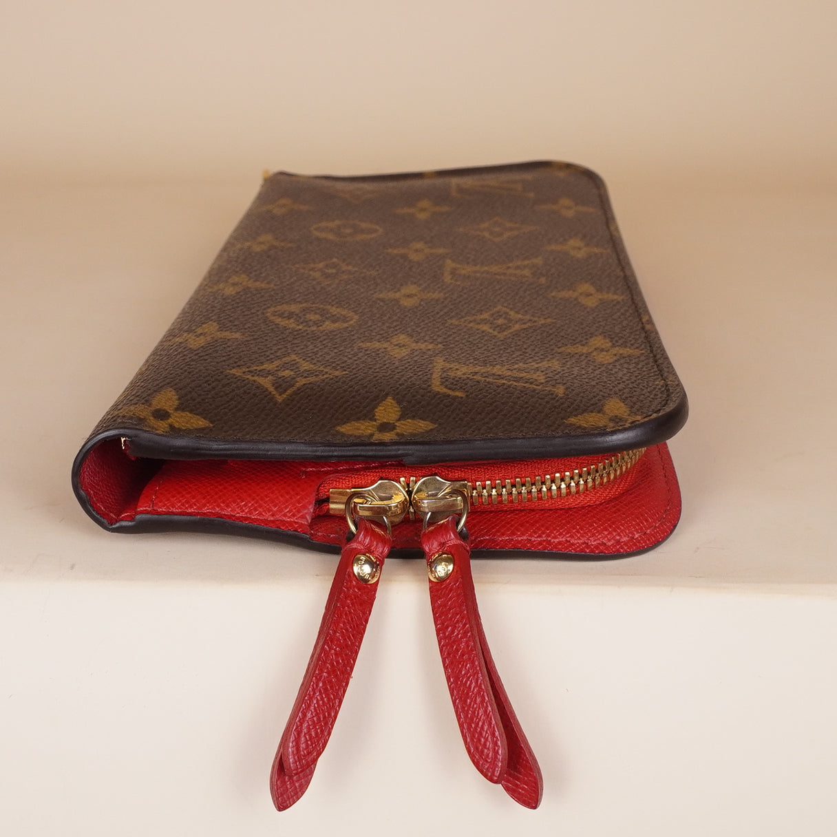 PRE-OWNED LV Monogram Canvas Red Insolite Wallet